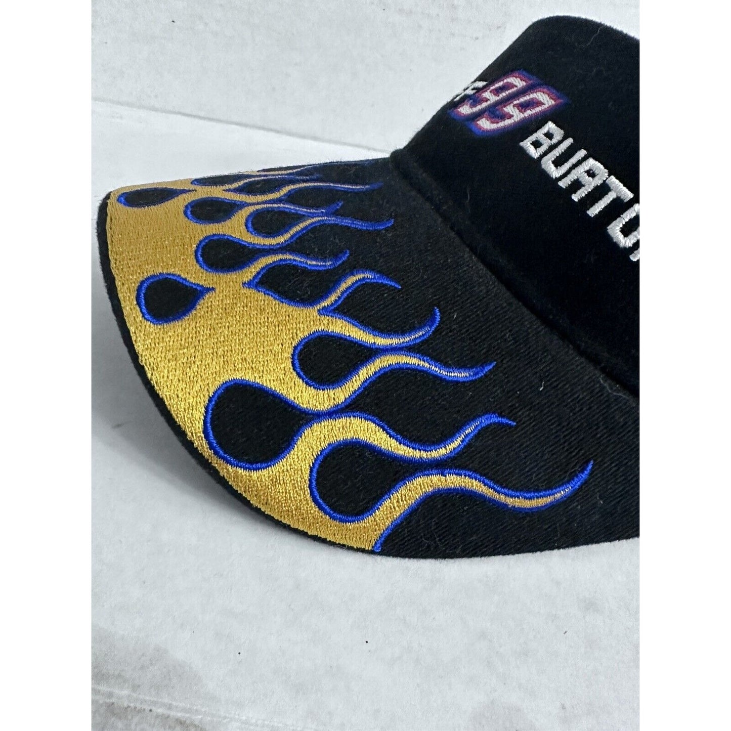 Jeff Burton 99 racing Black Flames Nascar Visor Hat Car Automobile Drew Pearson