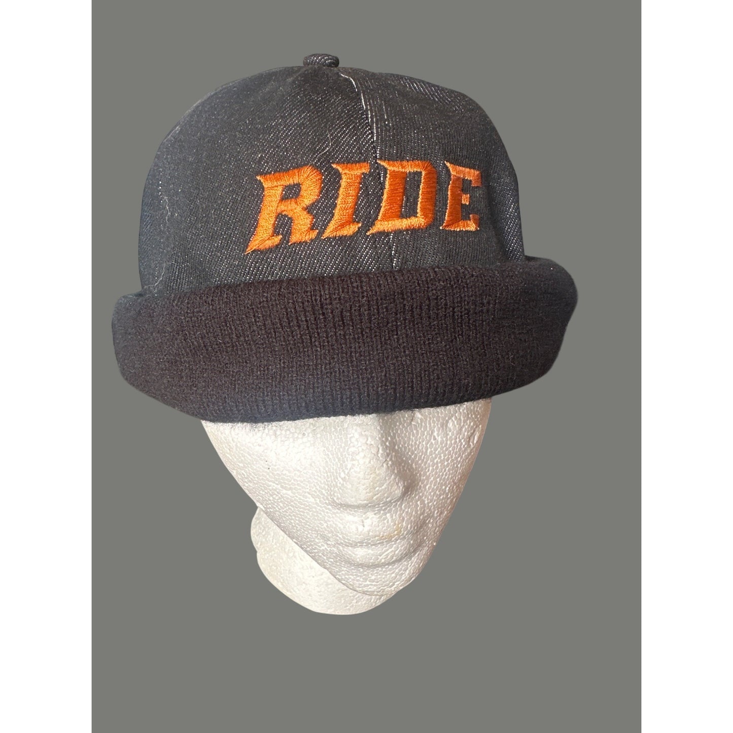 Harley-Davidson Black Denim Wool Motorcycle skull Cap beanie "Ride" adjustable