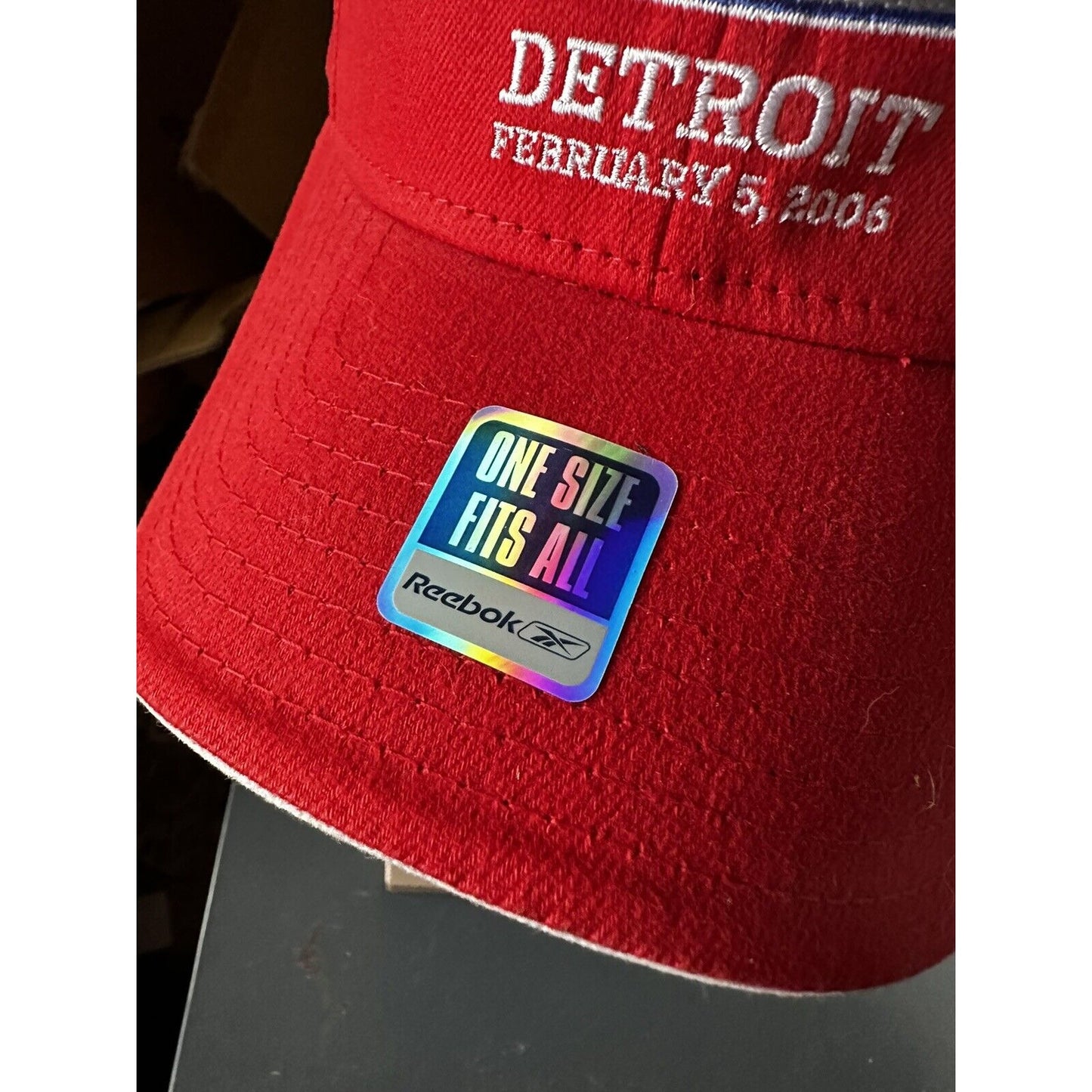 NWOT Super Bowl XL Detroit Red Hat Cap Feb 2006 NFL Reebok Steelers Seahawks