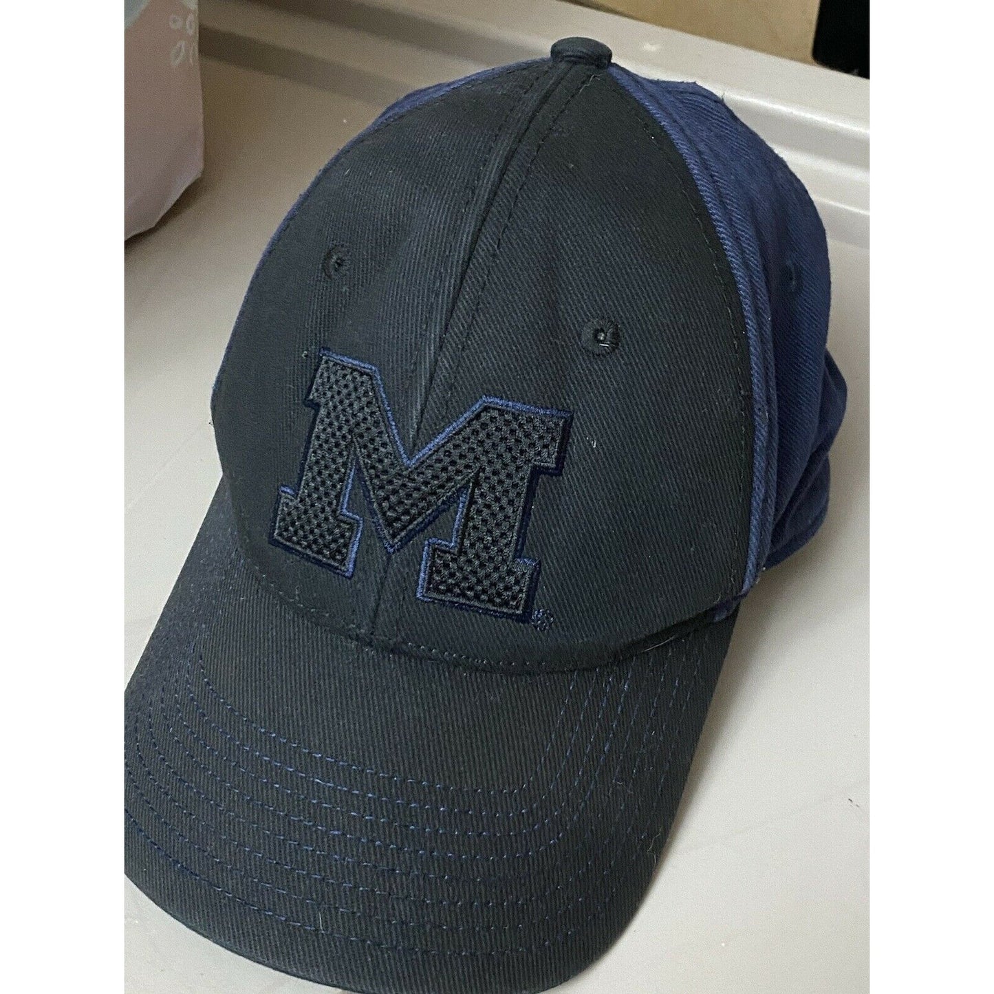 Michigan Embroidered Blue Black Headwear Adjustable Cap / Hat