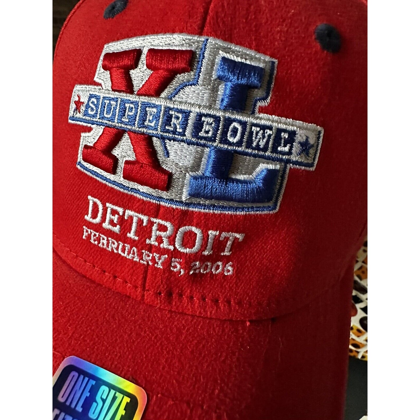 NWOT Super Bowl XL Detroit Red Hat Cap Feb 2006 NFL Reebok Steelers Seahawks