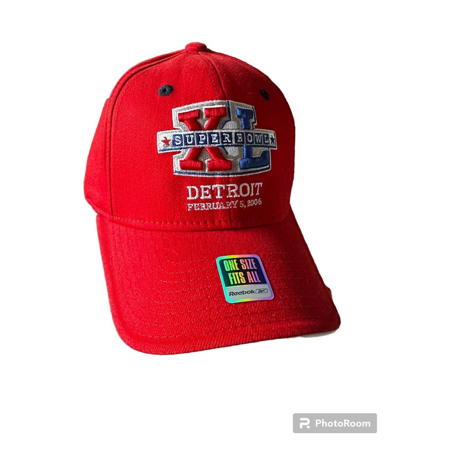 NWOT Super Bowl XL Detroit Red Hat Cap Feb 2006 NFL Reebok Steelers Seahawks