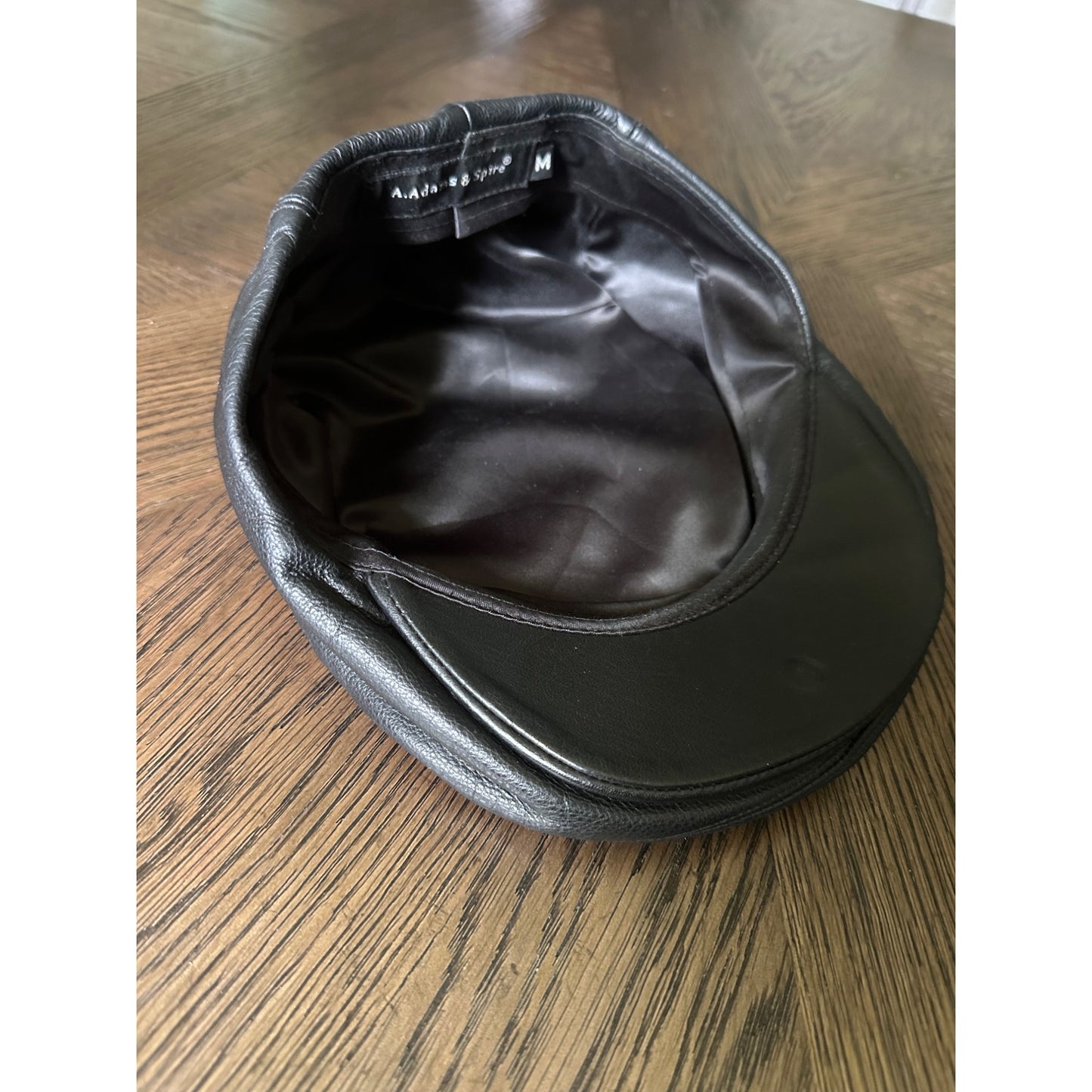 Genuine Leather Newsboy Cap By A. Adams & Spire size Medium Black