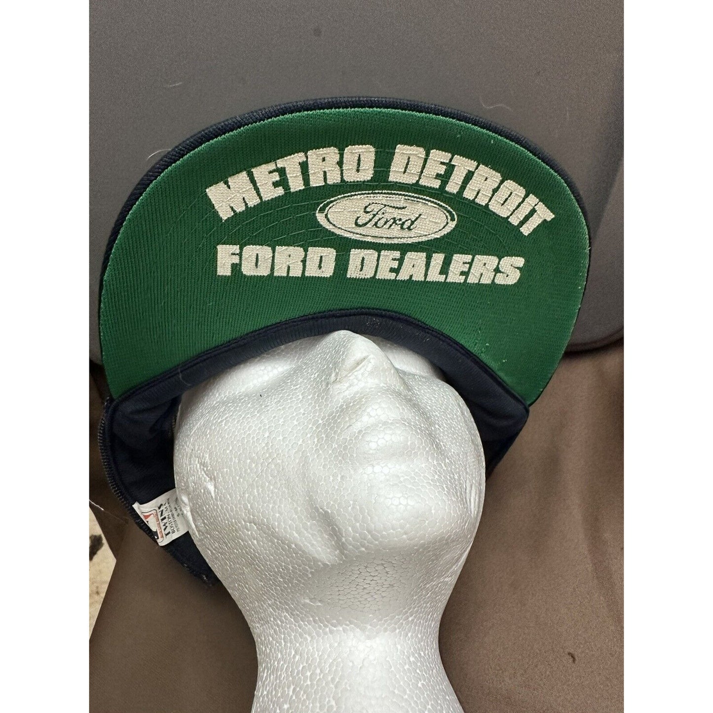 Metro Detroit Ford Dealers Snapback Hat Navy & Green Twins S Mesh Back