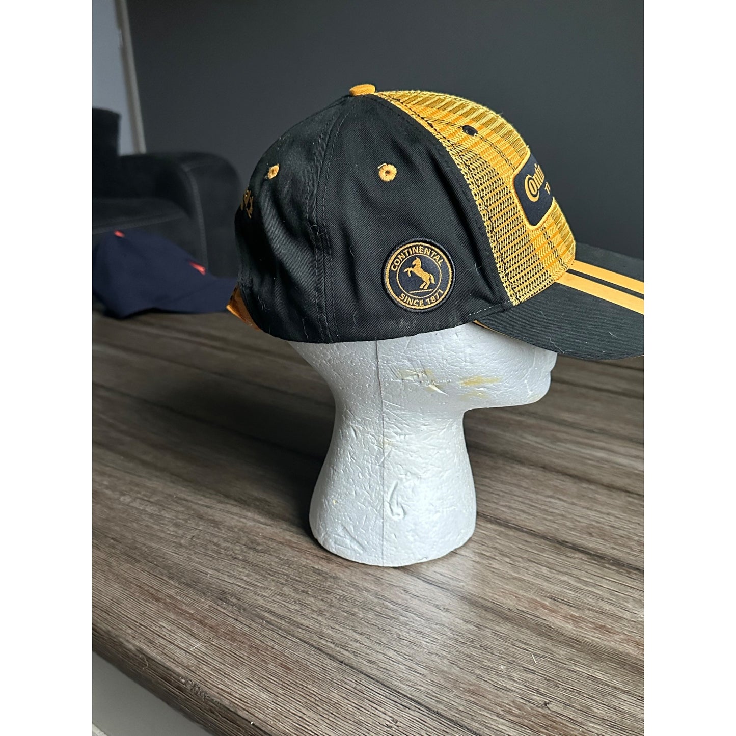 Continental Tire Yellow & Black Mesh Trucker Hat Horse logo Adjustable Cap
