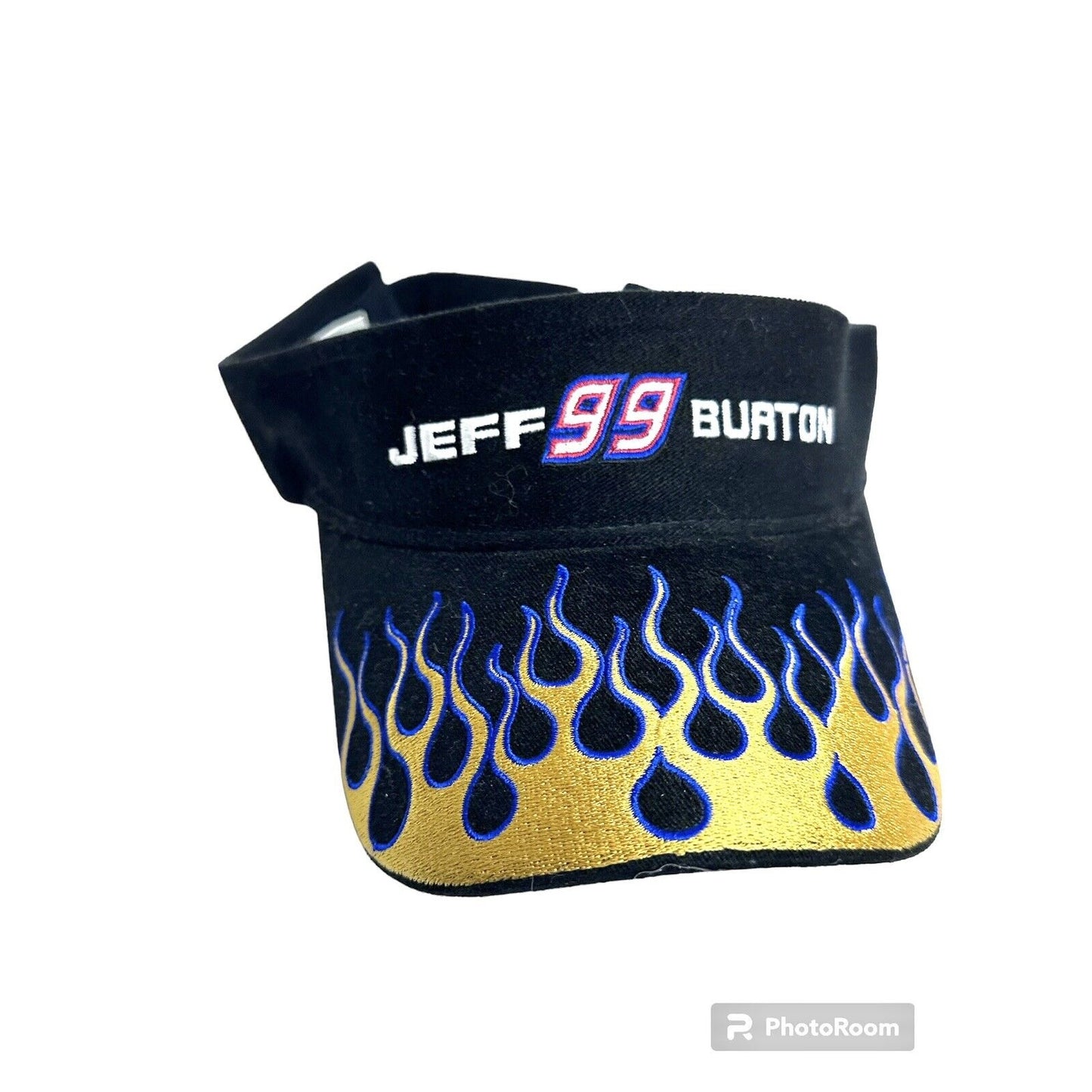 Jeff Burton 99 racing Black Flames Nascar Visor Hat Car Automobile Drew Pearson