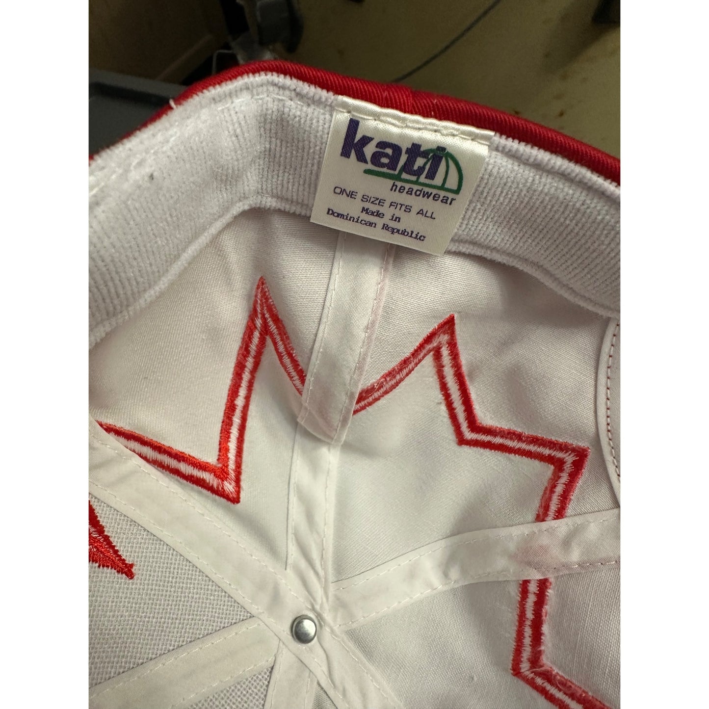 Kati 90's Chevrolet shark bite Cap White & Red Strapback Hat sharktooth