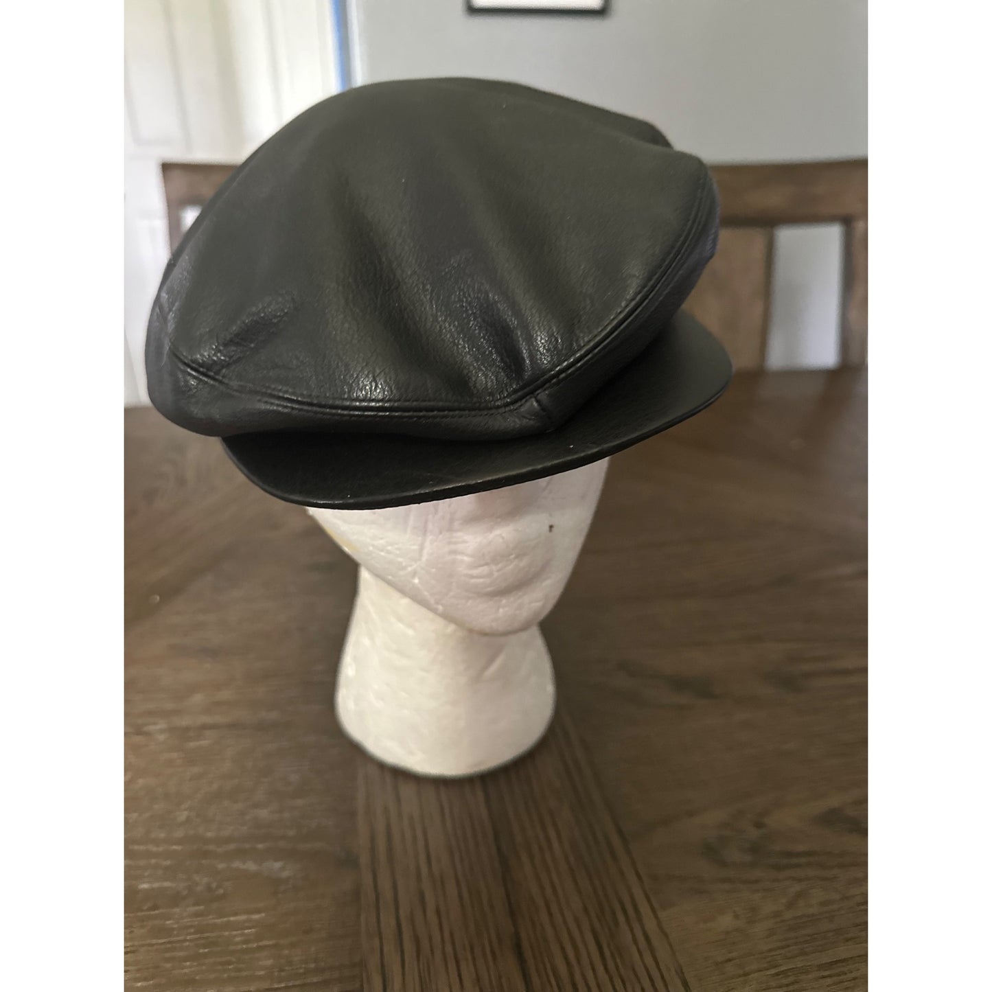 Genuine Leather Newsboy Cap By A. Adams & Spire size Medium Black