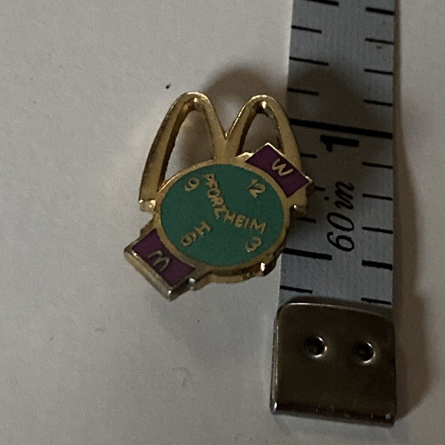 McDonald’s Pforzheim Advertising Enamel Watch Shaped Pin Lapel Hat Germany (B)
