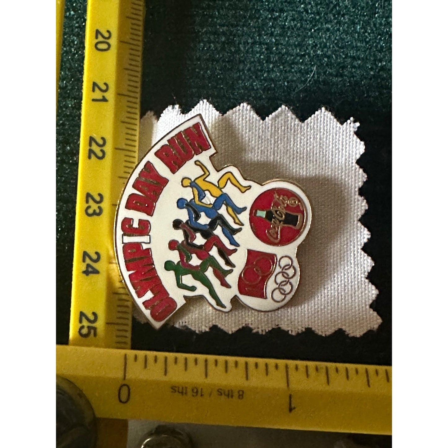 Olympic Day Run Lapel Pin - Coca Cola & Olympic Logos - Multicolor Runners 100