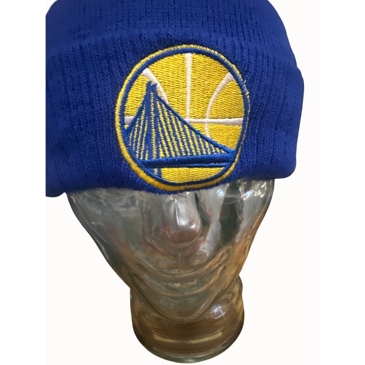 Golden State Warriors Beanie Adidas Hardwood Classics Pom Knit Hat Blue & Yellow