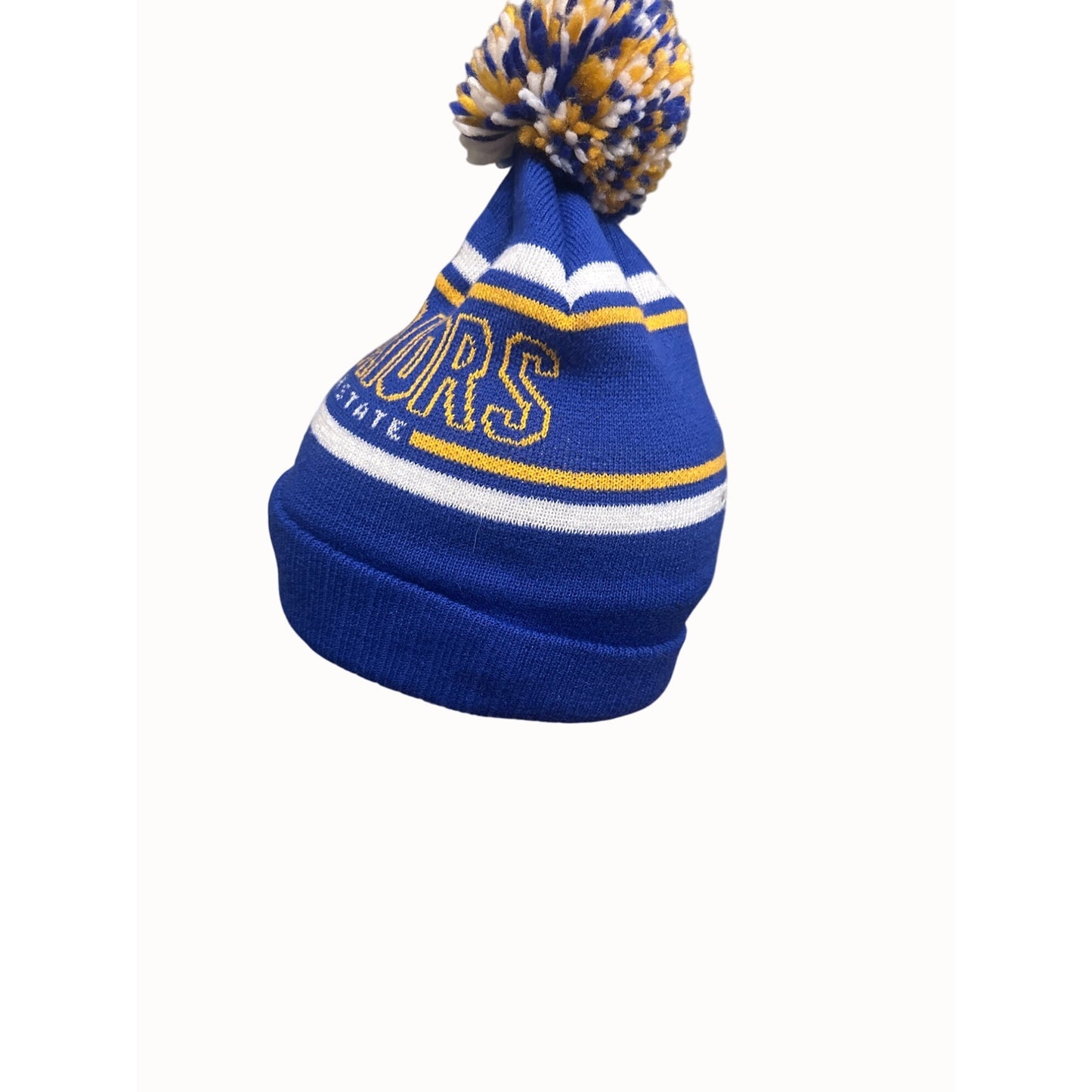Golden State Warriors Beanie Adidas Hardwood Classics Pom Knit Hat Blue & Yellow