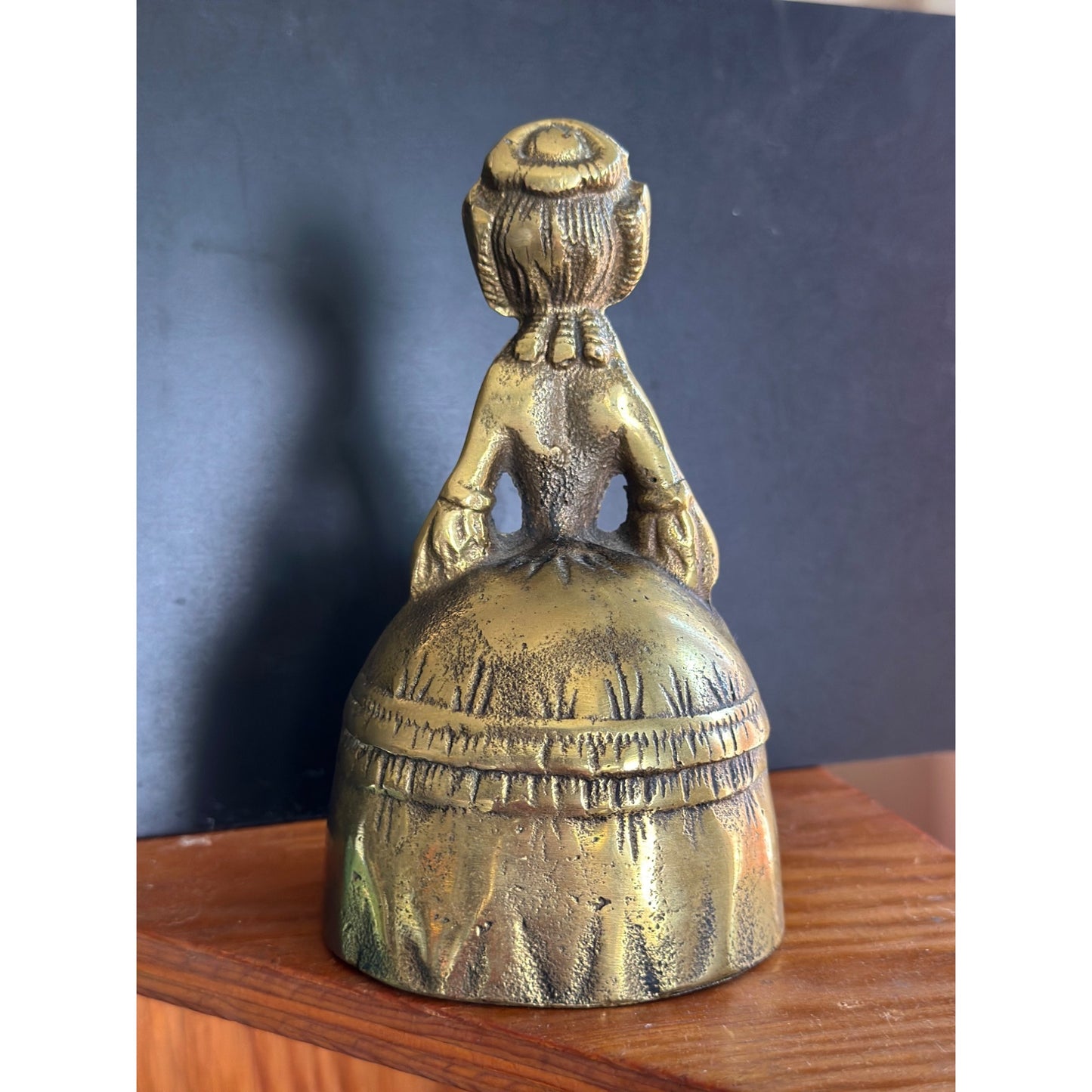 Vintage Brass Victorian Lady Doll Shape figure Rare unique Hand Casted Bell 5”