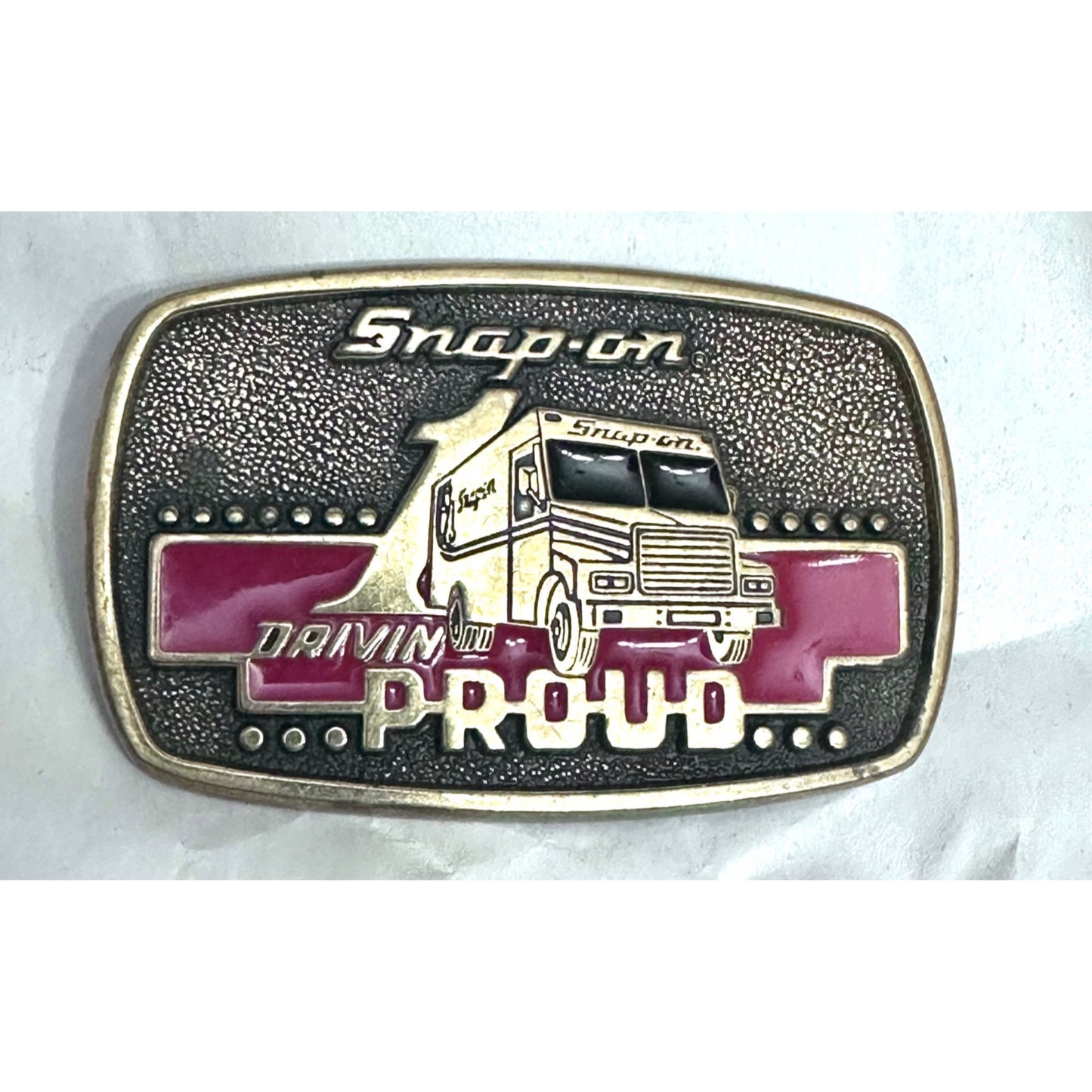 Snap-On Drivin Proud 1989 Limited Edition Solid Brass Belt Buckle