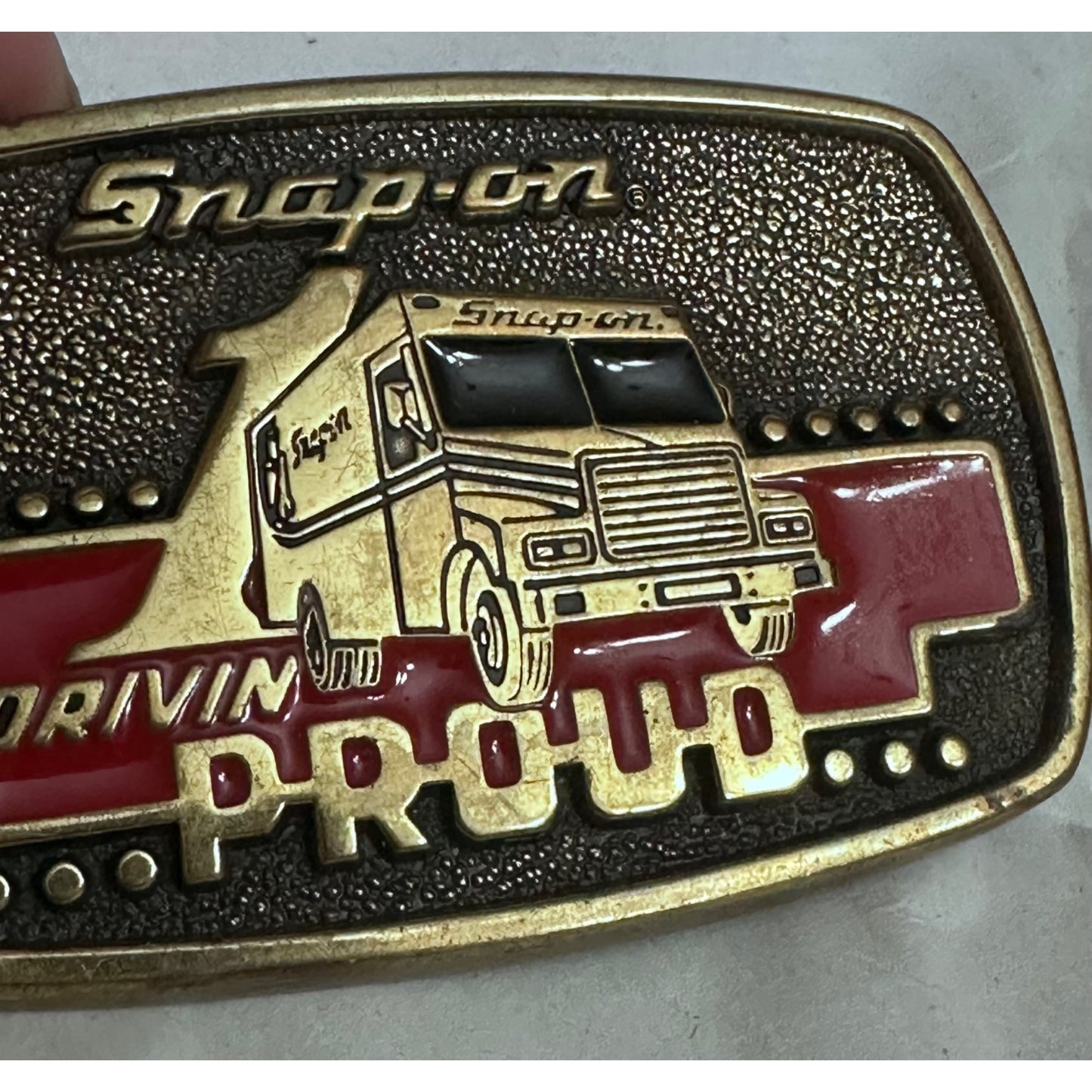 Snap-On Drivin Proud 1989 Limited Edition Solid Brass Belt Buckle