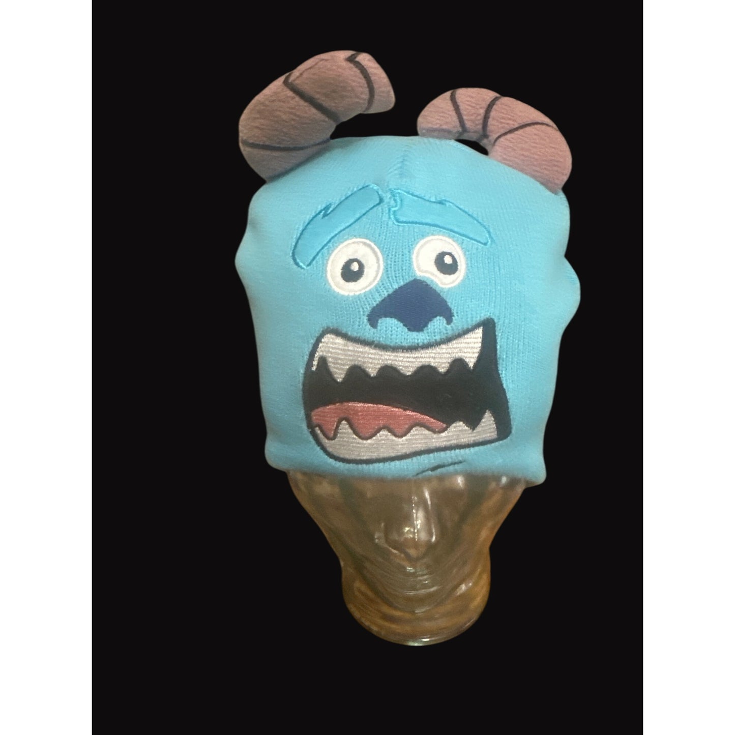 Disney Pixar Monsters University Sulley Beanie Hat With Horns Blue One Size 100% Acrylic & Polyester