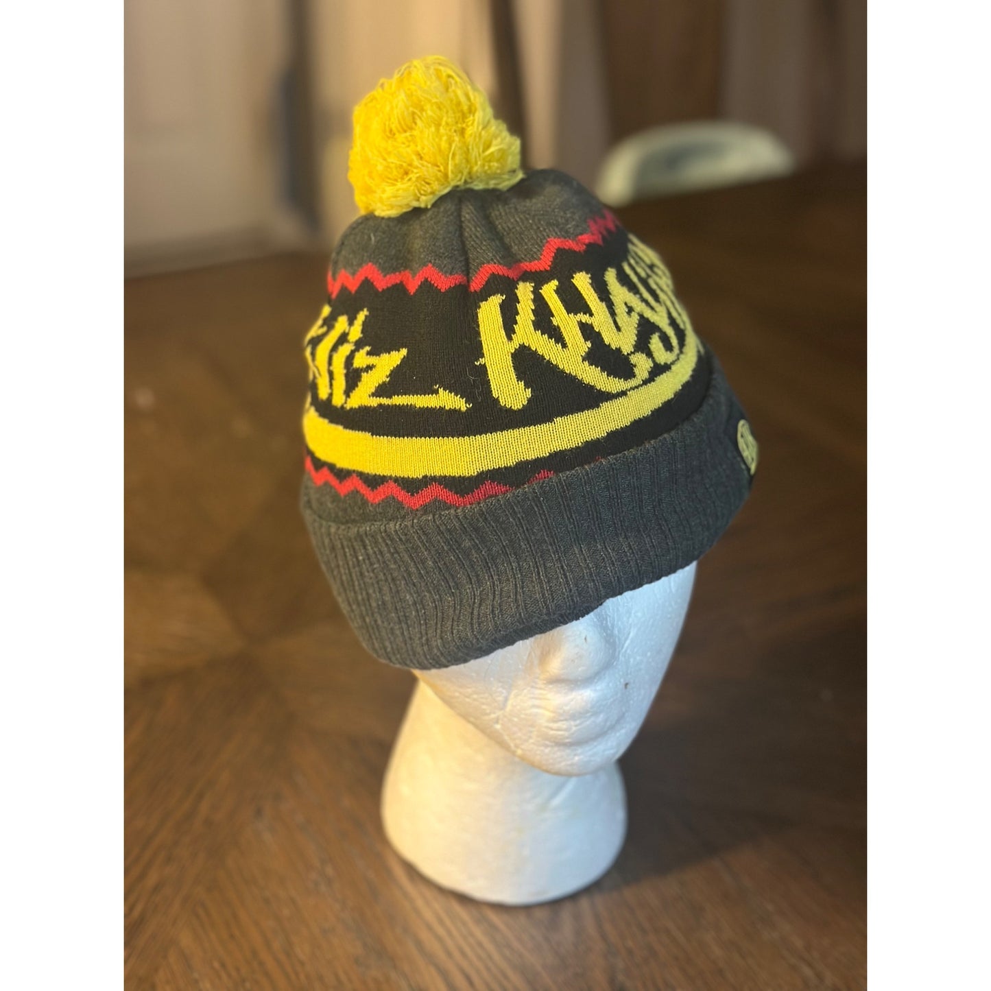Wiz Khalifa Signature Pom Pom Beanie Hat Black/Red/Yellow One Size Acrylic Winter Cap