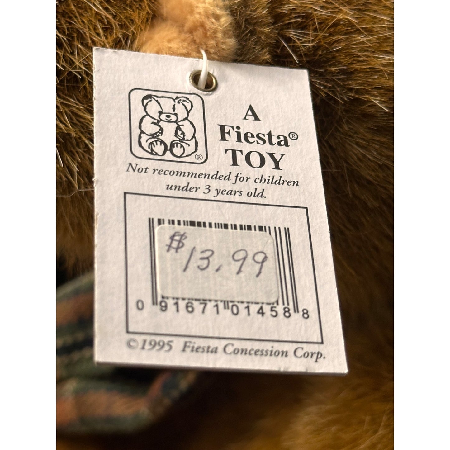 Samuel humpback Teddy Bear with Plaid Scarf T.C. Dawson By Fiesta Plush TAG