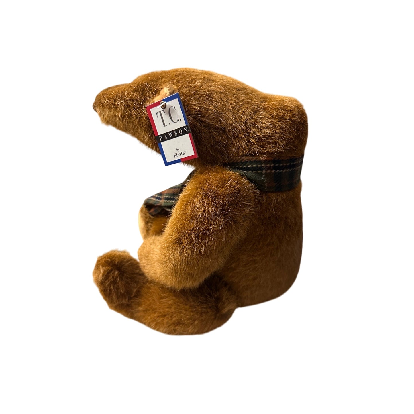 Samuel humpback Teddy Bear with Plaid Scarf T.C. Dawson By Fiesta Plush TAG