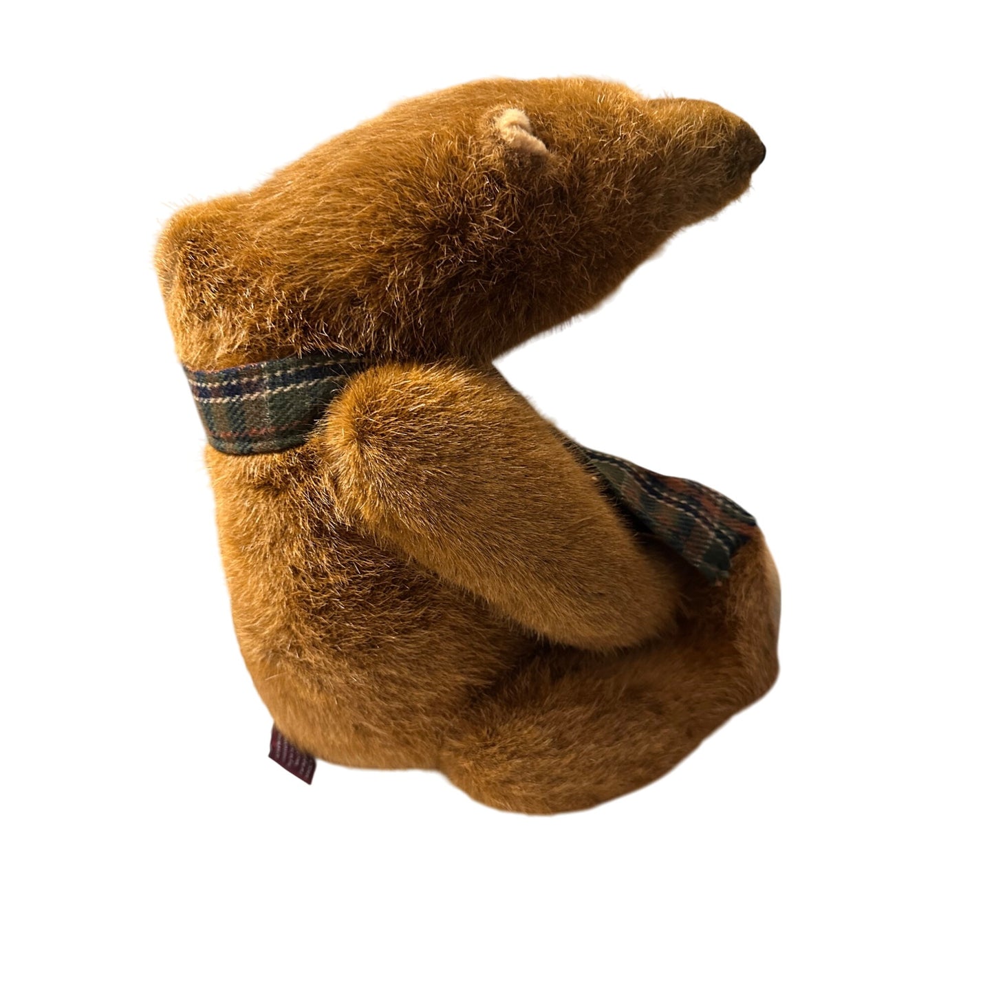 Samuel humpback Teddy Bear with Plaid Scarf T.C. Dawson By Fiesta Plush TAG