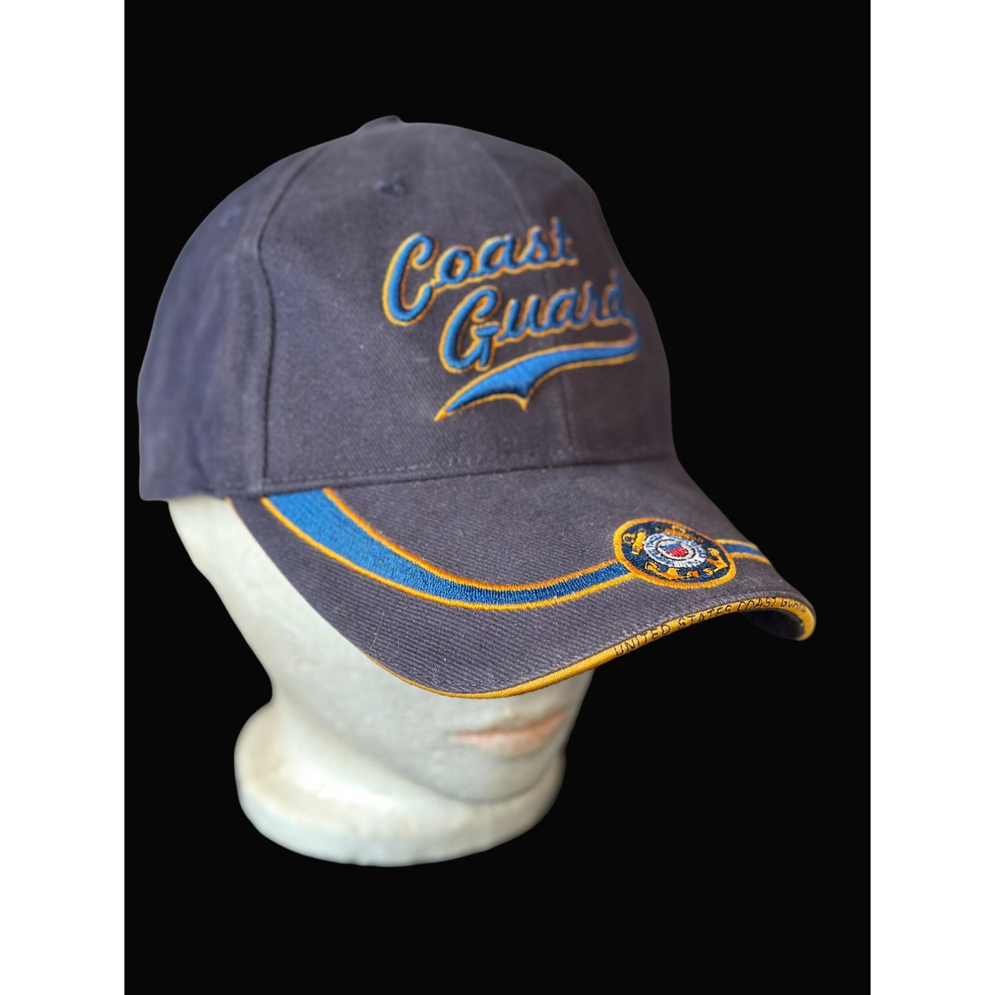 Coast Guard Baseball Cap Embroidered Eagle Crest Navy Blue One Size USCG Hat