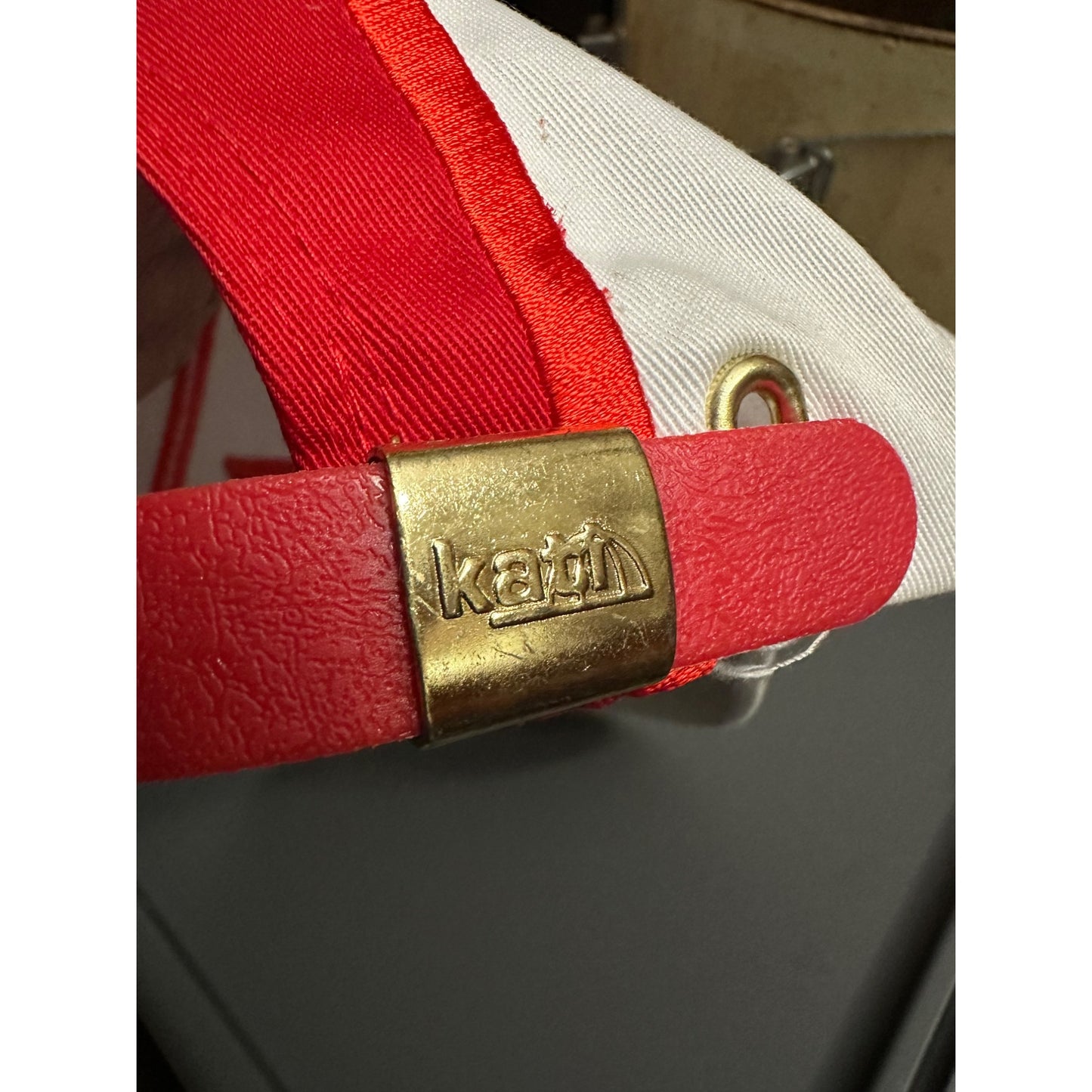 Kati 90's Chevrolet shark bite Cap White & Red Strapback Hat sharktooth