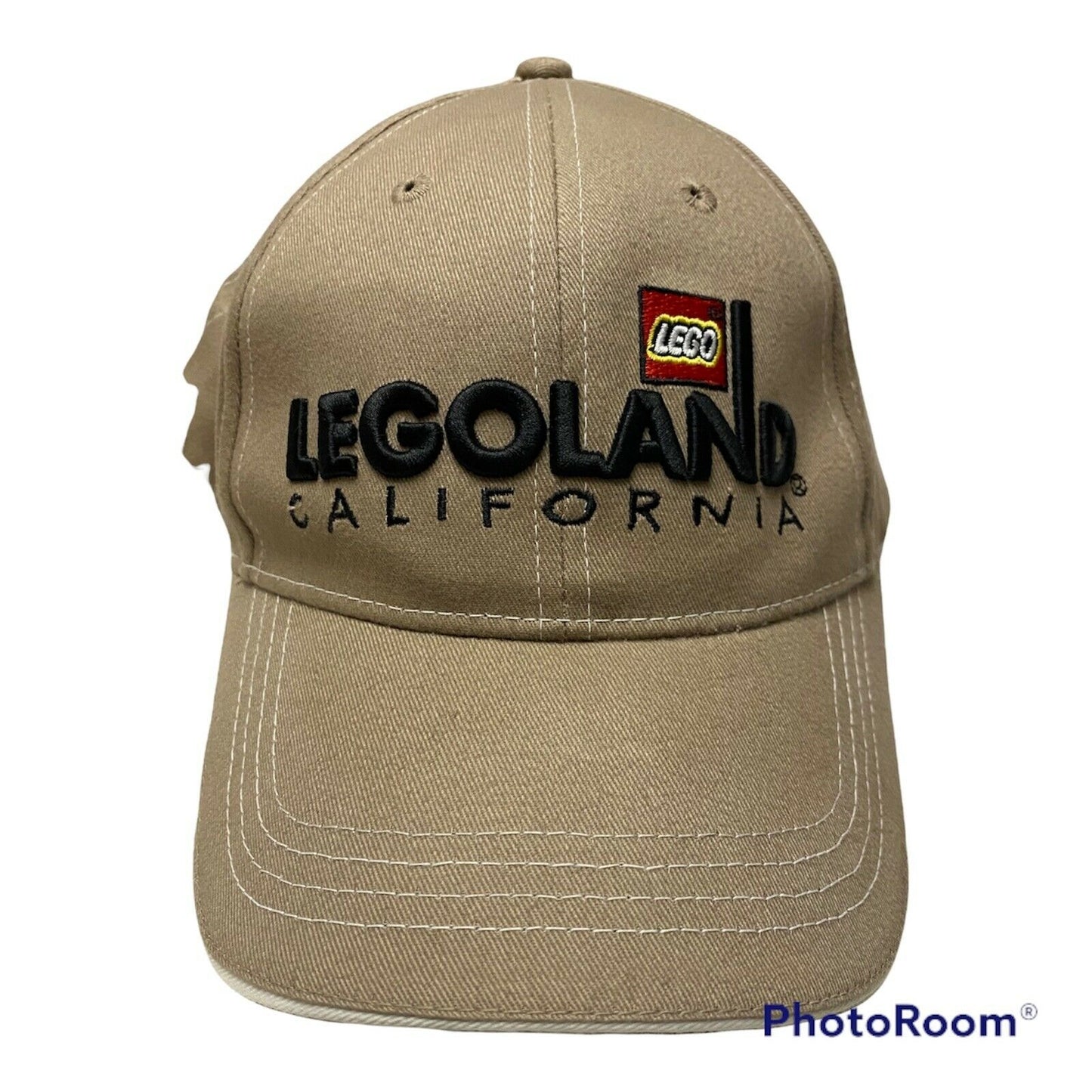 Mens Baseball Tan Hat Cap Legoland Theme Park California Adjustable Hook Loop