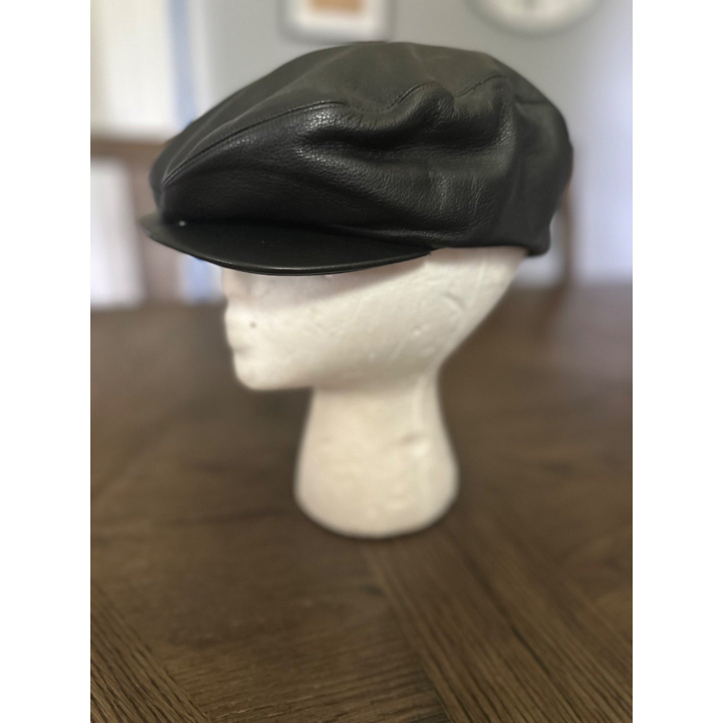 Genuine Leather Newsboy Cap By A. Adams & Spire size Medium Black