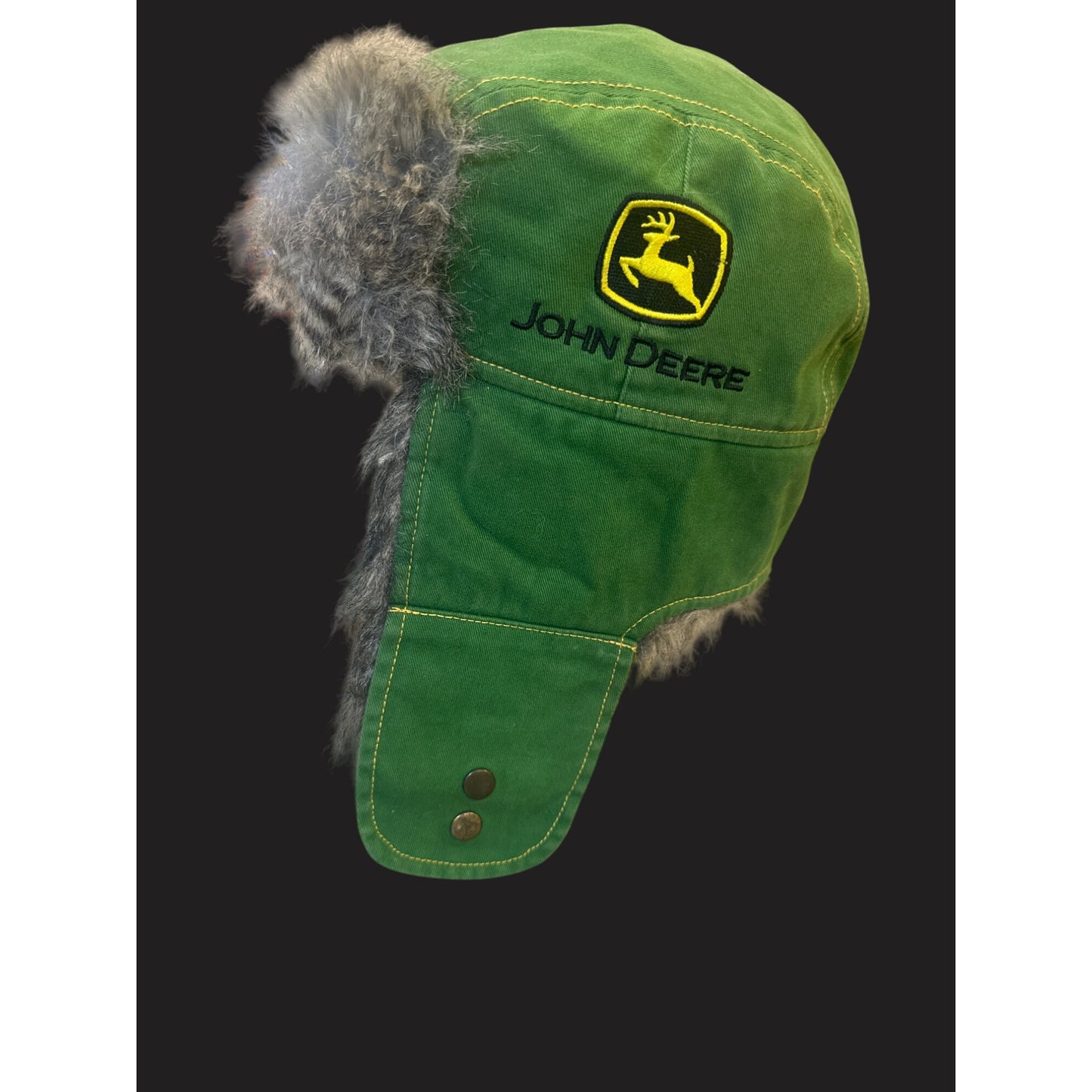 John Deere Green Trapper Hat With Faux Fur Lining & Ear Flaps