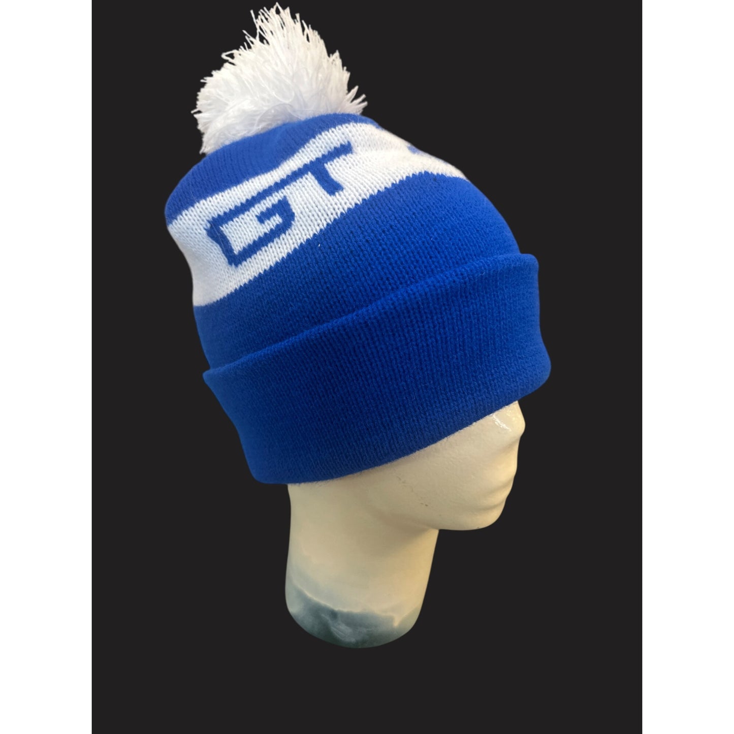 GT Blue & White Beanie Hat With Pom-Pom Grand Trunk Train