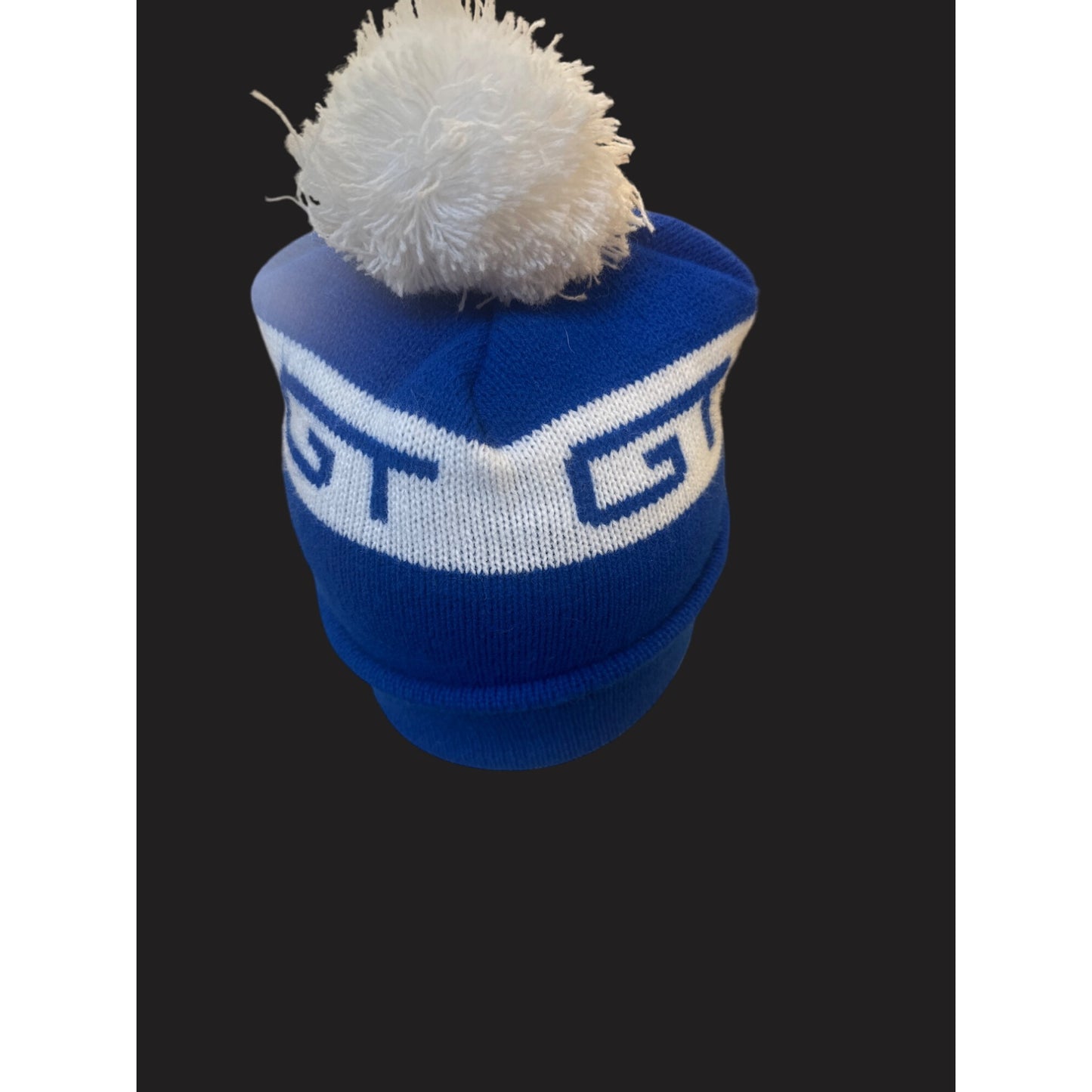 GT Blue & White Beanie Hat With Pom-Pom Grand Trunk Train