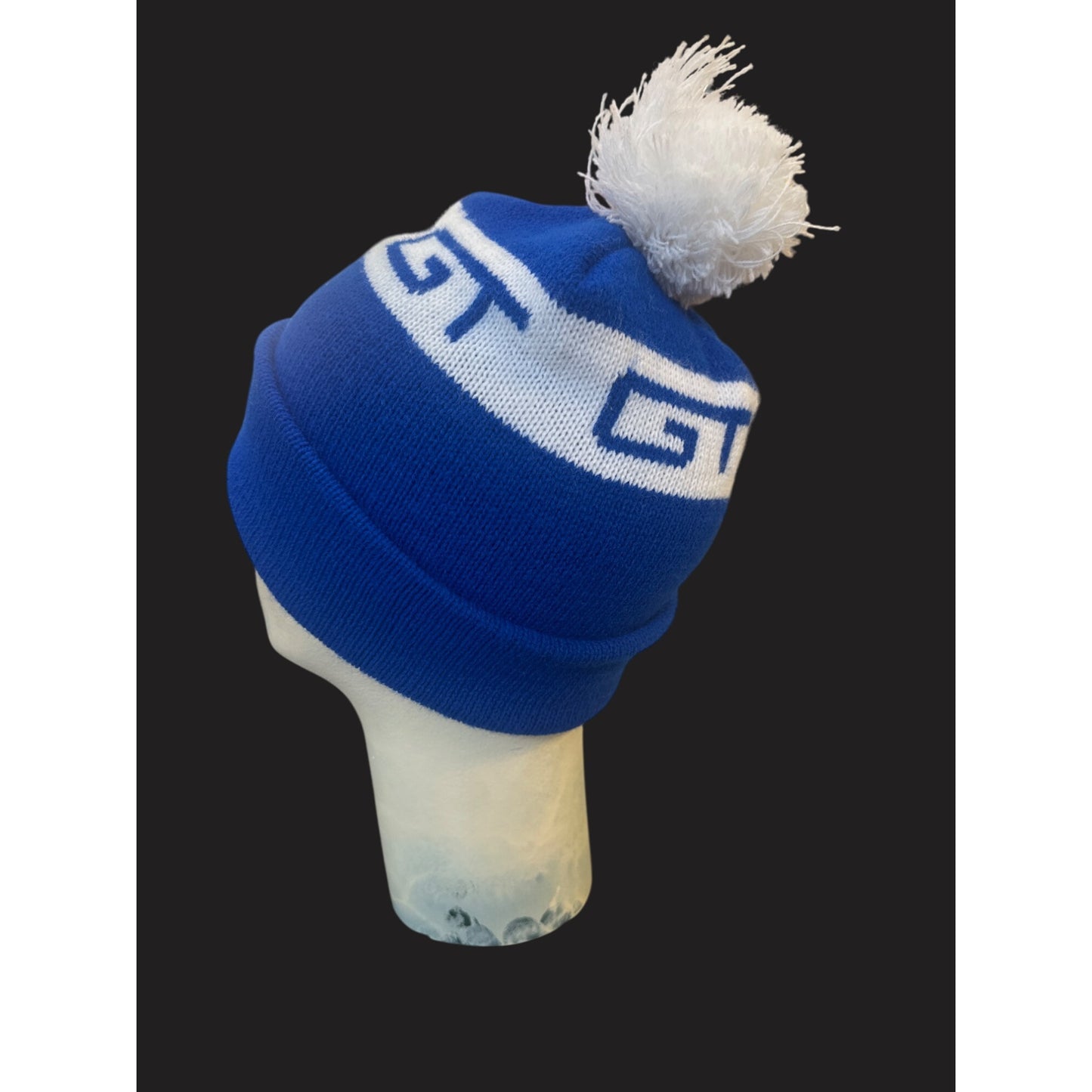 GT Blue & White Beanie Hat With Pom-Pom Grand Trunk Train