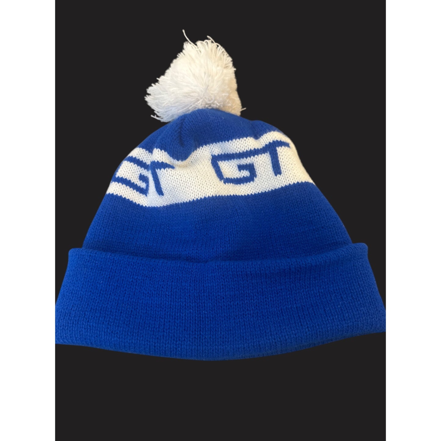 GT Blue & White Beanie Hat With Pom-Pom Grand Trunk Train
