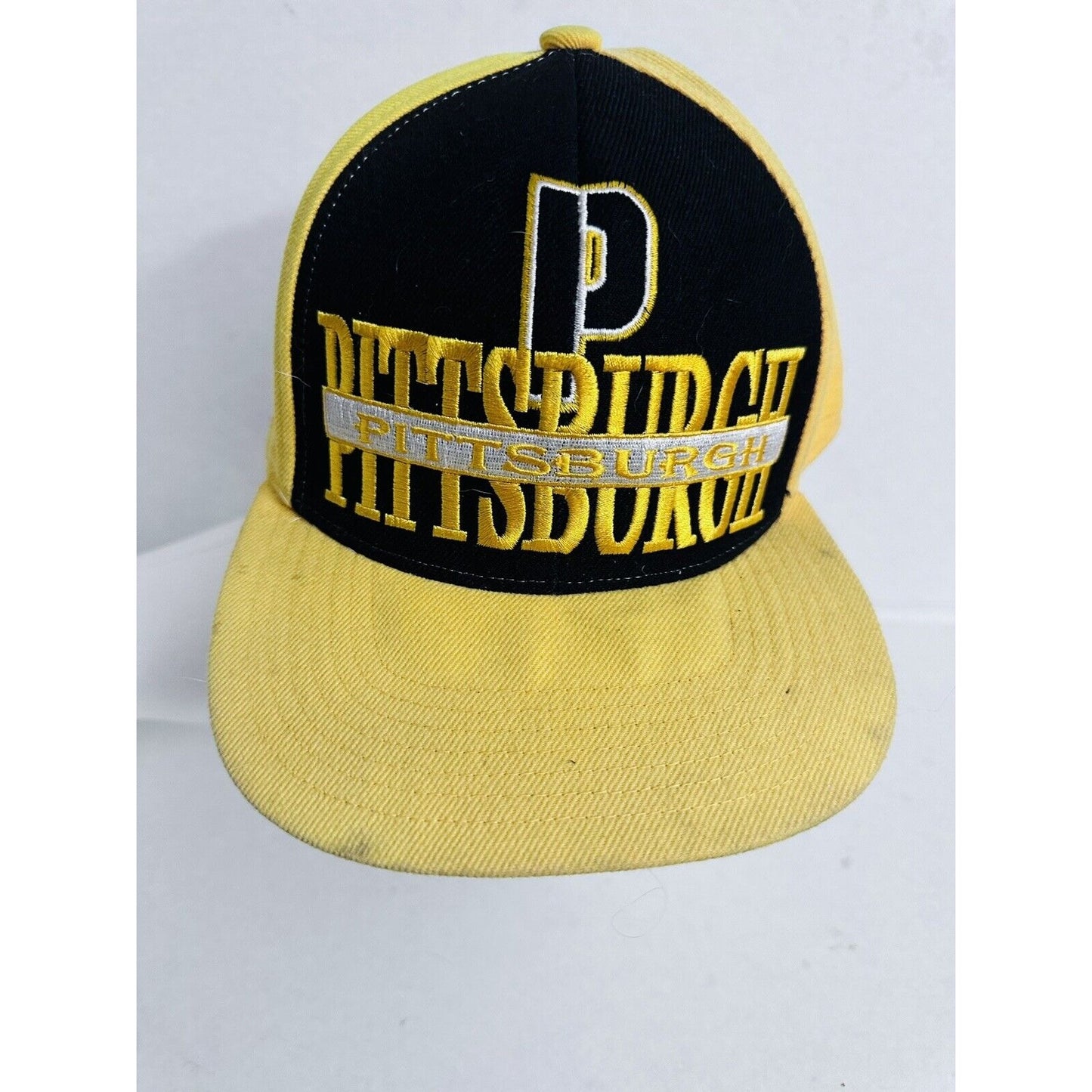 Pittsburgh Spellout Block Style SnapBack Hat Yellow Black