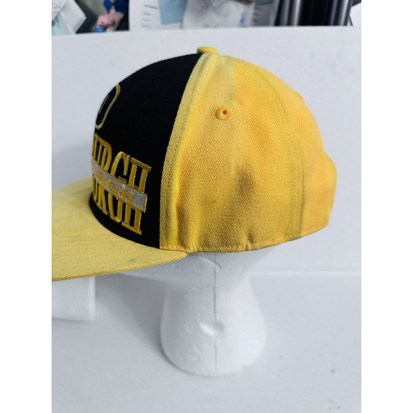 Pittsburgh Spellout Block Style SnapBack Hat Yellow Black