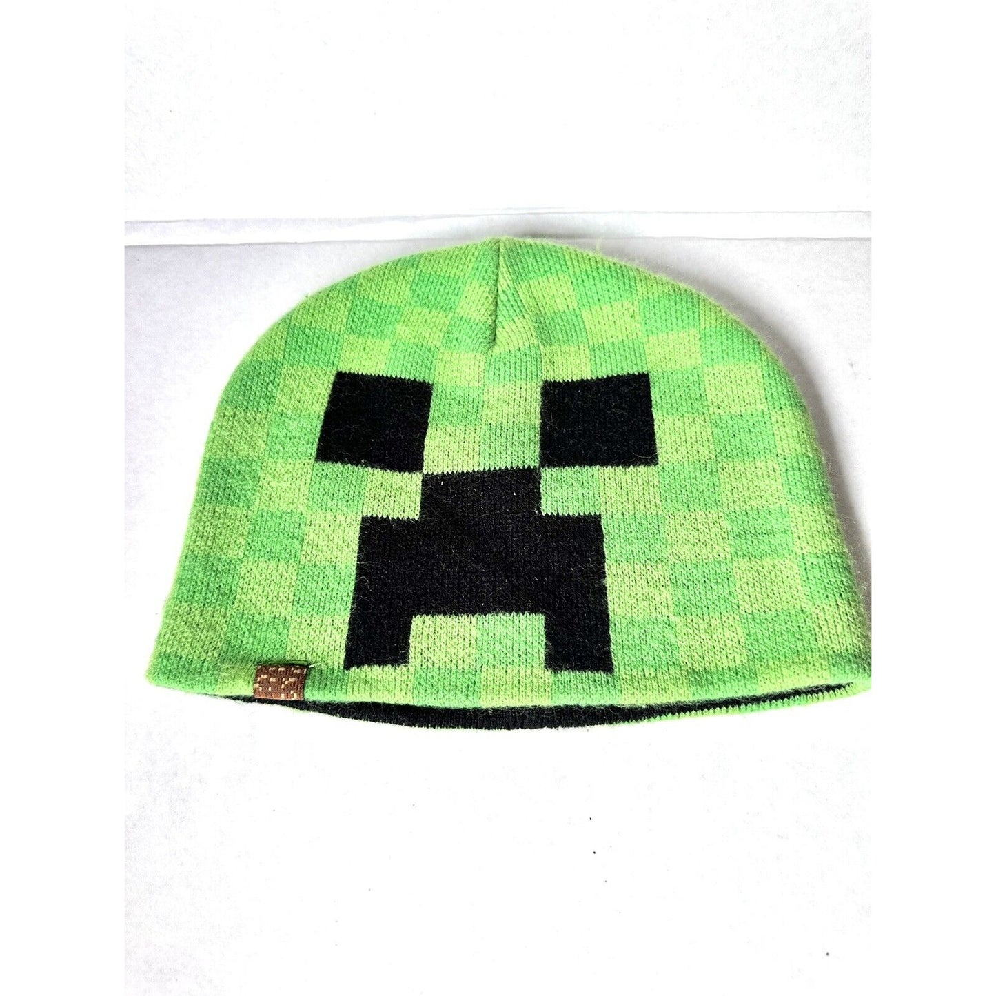 Minecraft Creeper Face Green Beanie Skull Cap Adults One Size