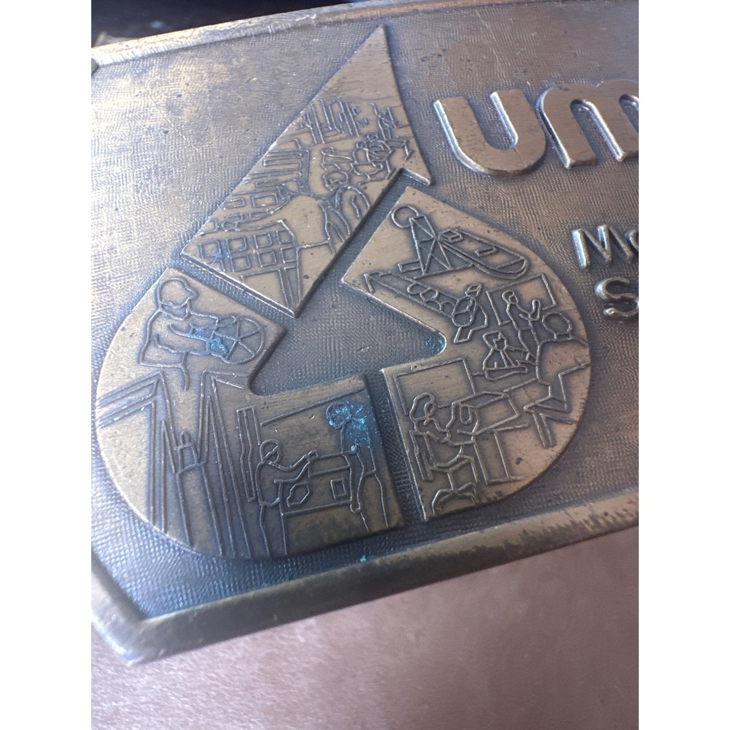 UMS Management Services By UOP Brass Belt Buckle