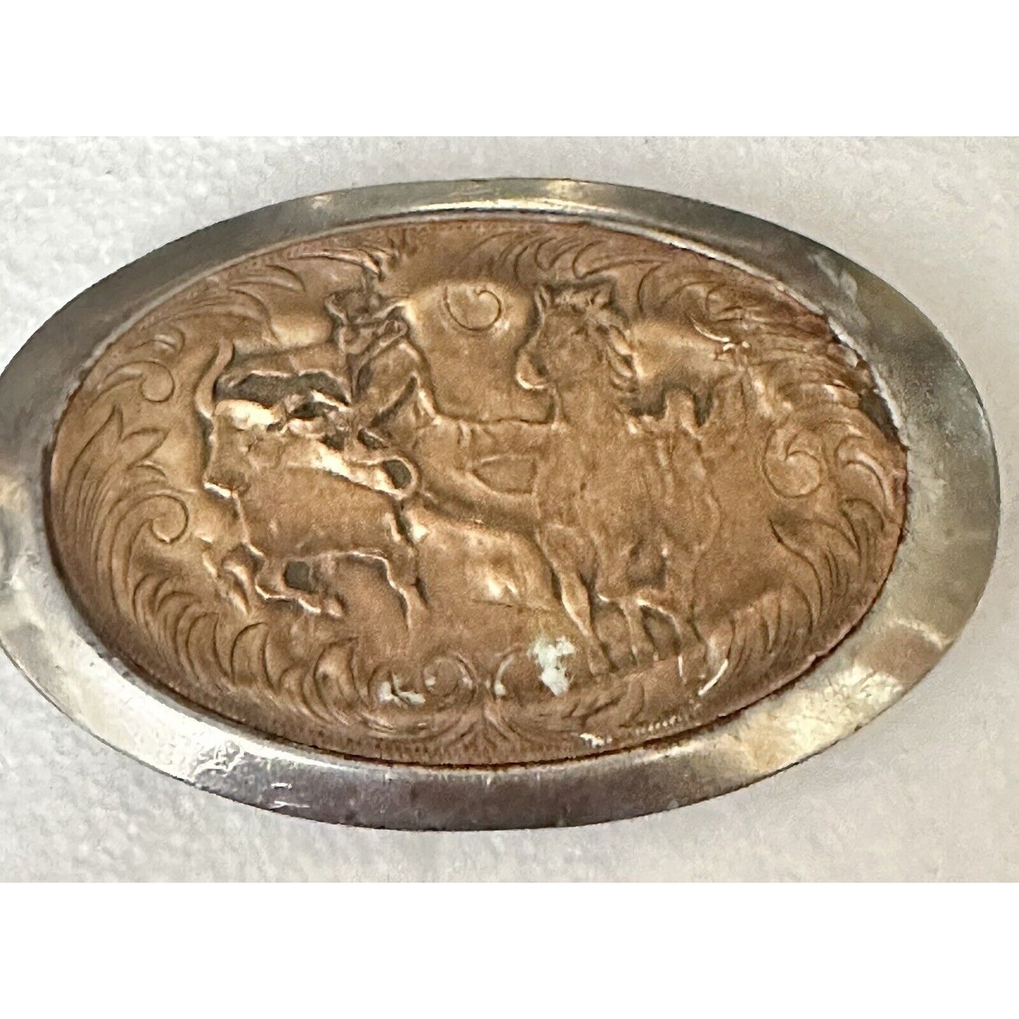 Calf Roper Belt Buckle Vintage Cowboy Western Rodeo Horse Bull Distressed