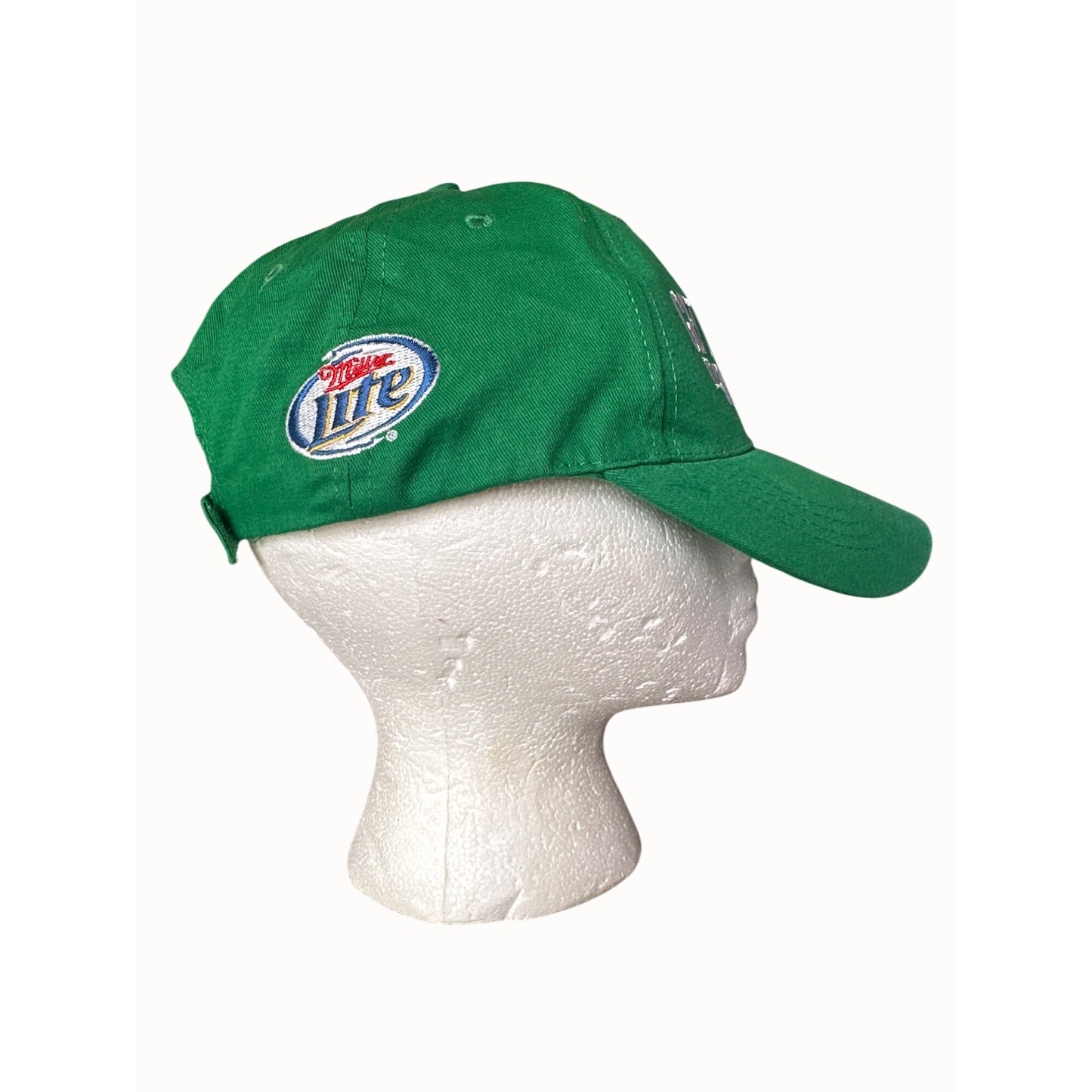 Green Miller Lite Logo Baseball Cap "Get Lucky With Great Taste" Embroidery