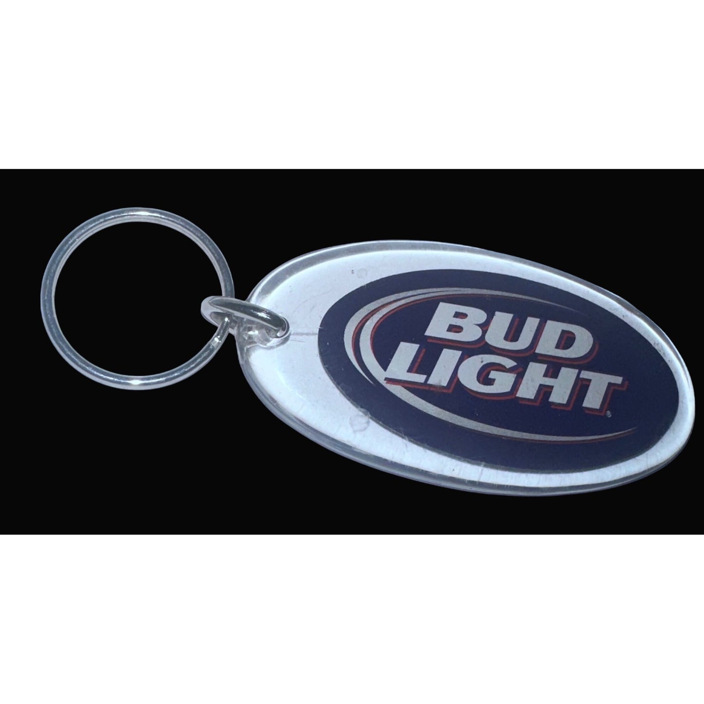 Bud Light Logo acrylic Keychain Oval Shape Metal Ring