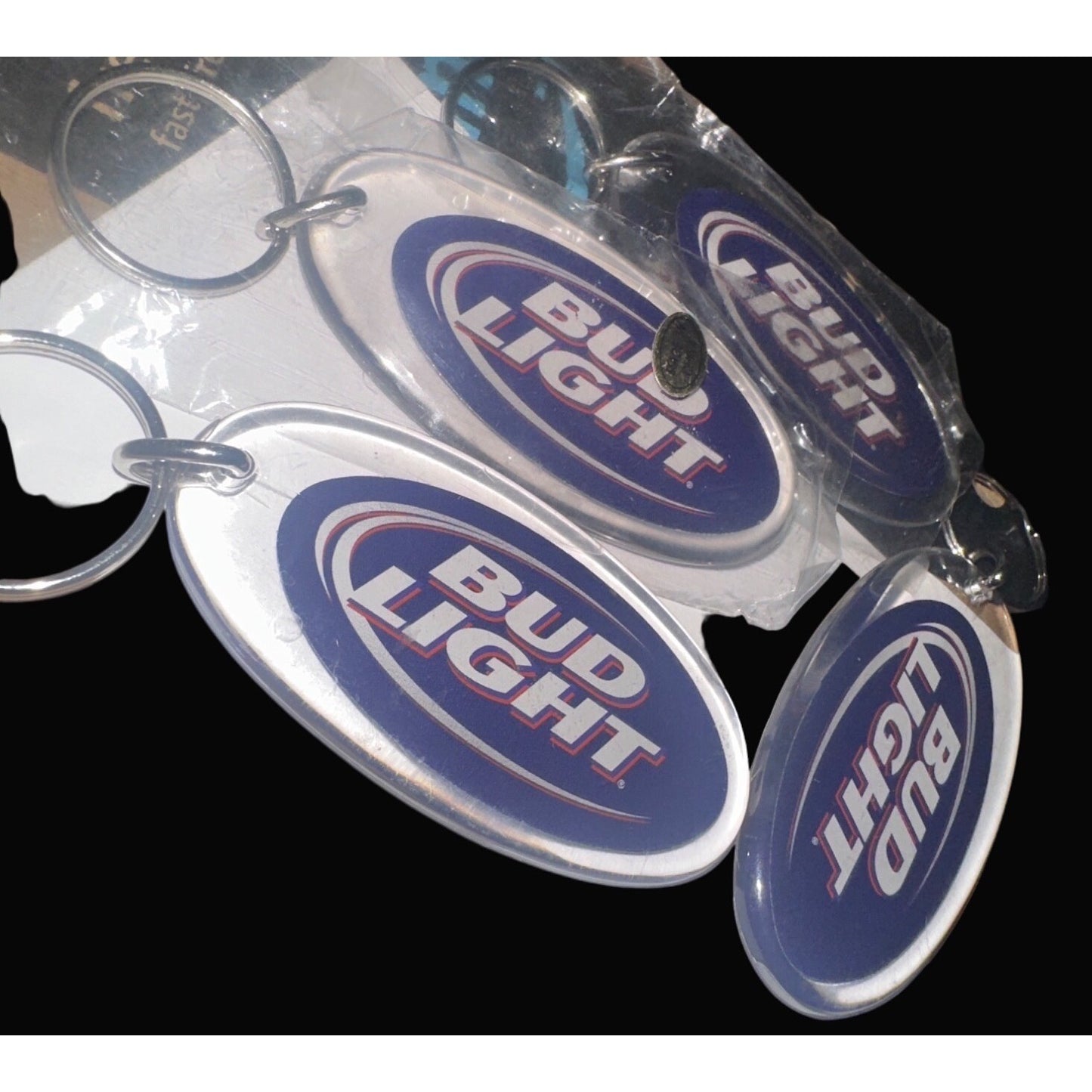 Bud Light Logo acrylic Keychain Oval Shape Metal Ring