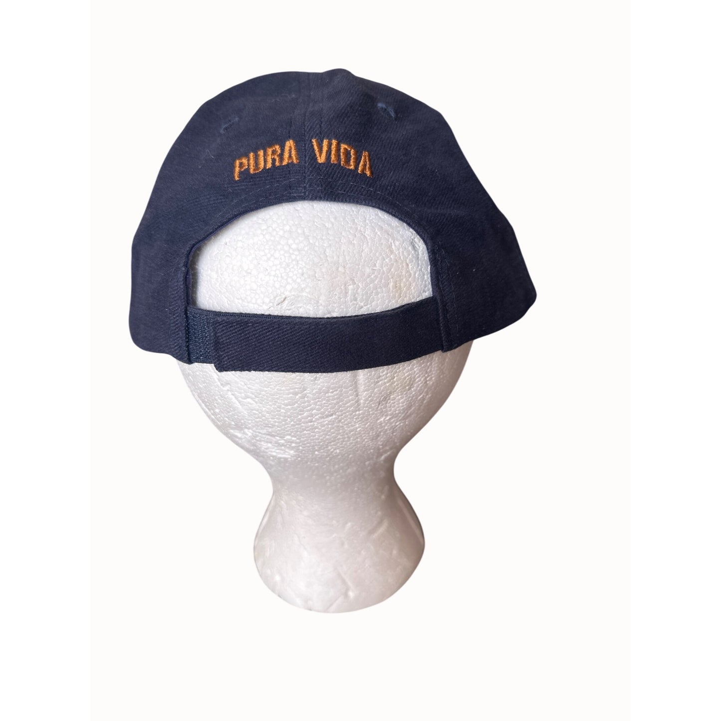 Costa Rica Best Original Pura Vida Embroidered Baseball Cap Navy Tan suede Adj