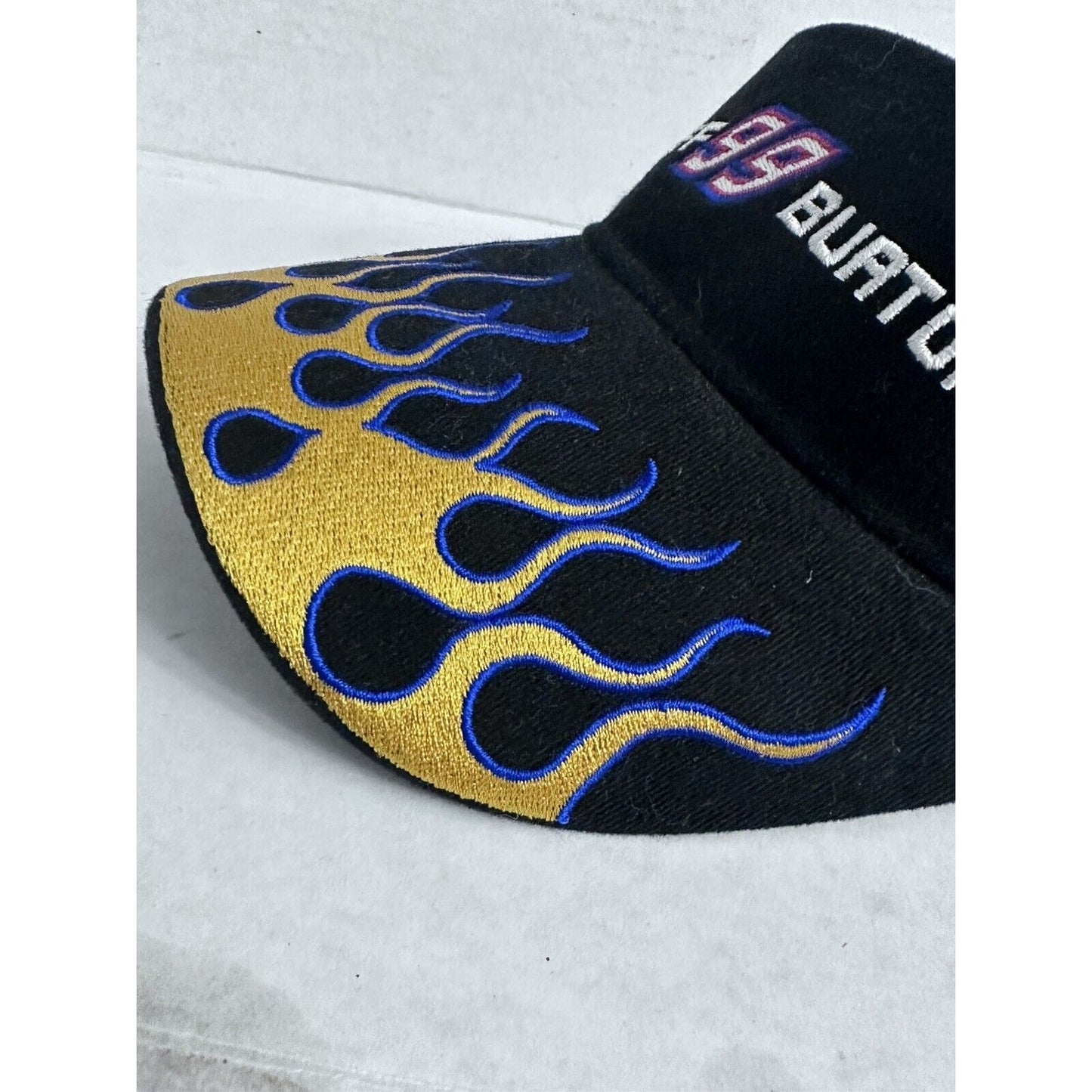 Jeff Burton 99 racing Black Flames Nascar Visor Hat  Car Automobile Drew Pearson