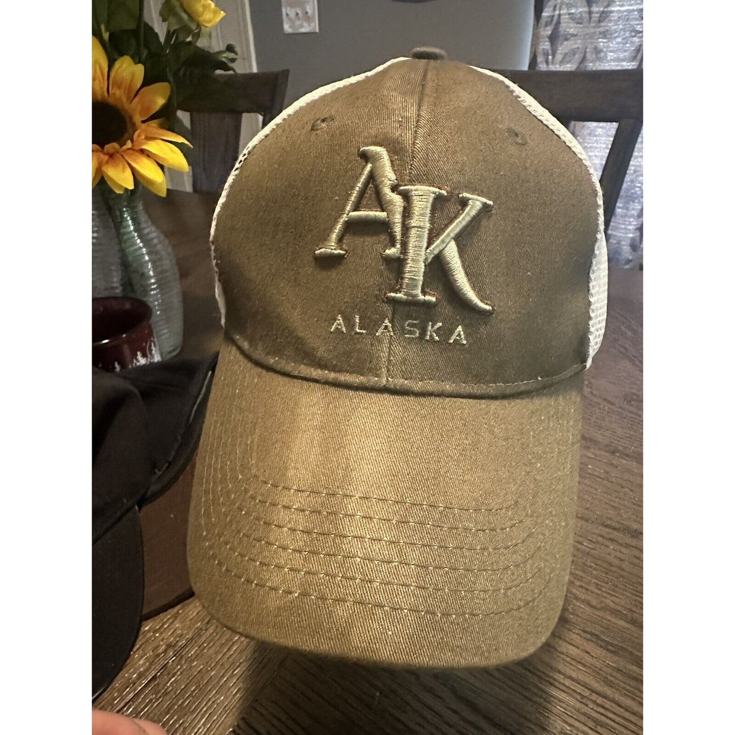 Alaska Moose Mesh Back Tongass  Brown White Baseball Cap Hat AK Embroidered