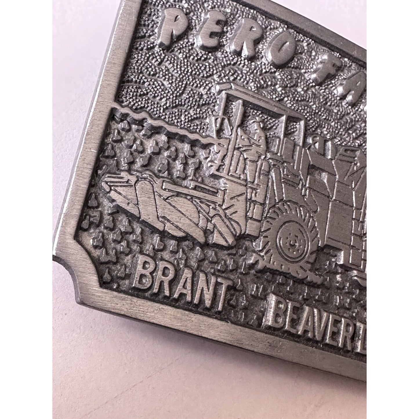 PERO FARMS BRANT BEAVER DAM 1970 PEWTER AGRICULTURE BUCKLE