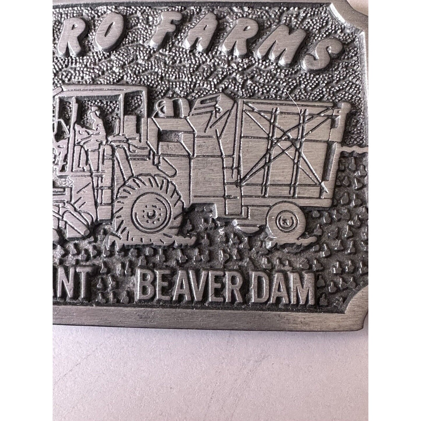 PERO FARMS BRANT BEAVER DAM 1970 PEWTER AGRICULTURE BUCKLE