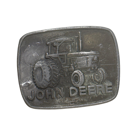 John Deere Tractor Belt Buckle 1977 Metal Silver