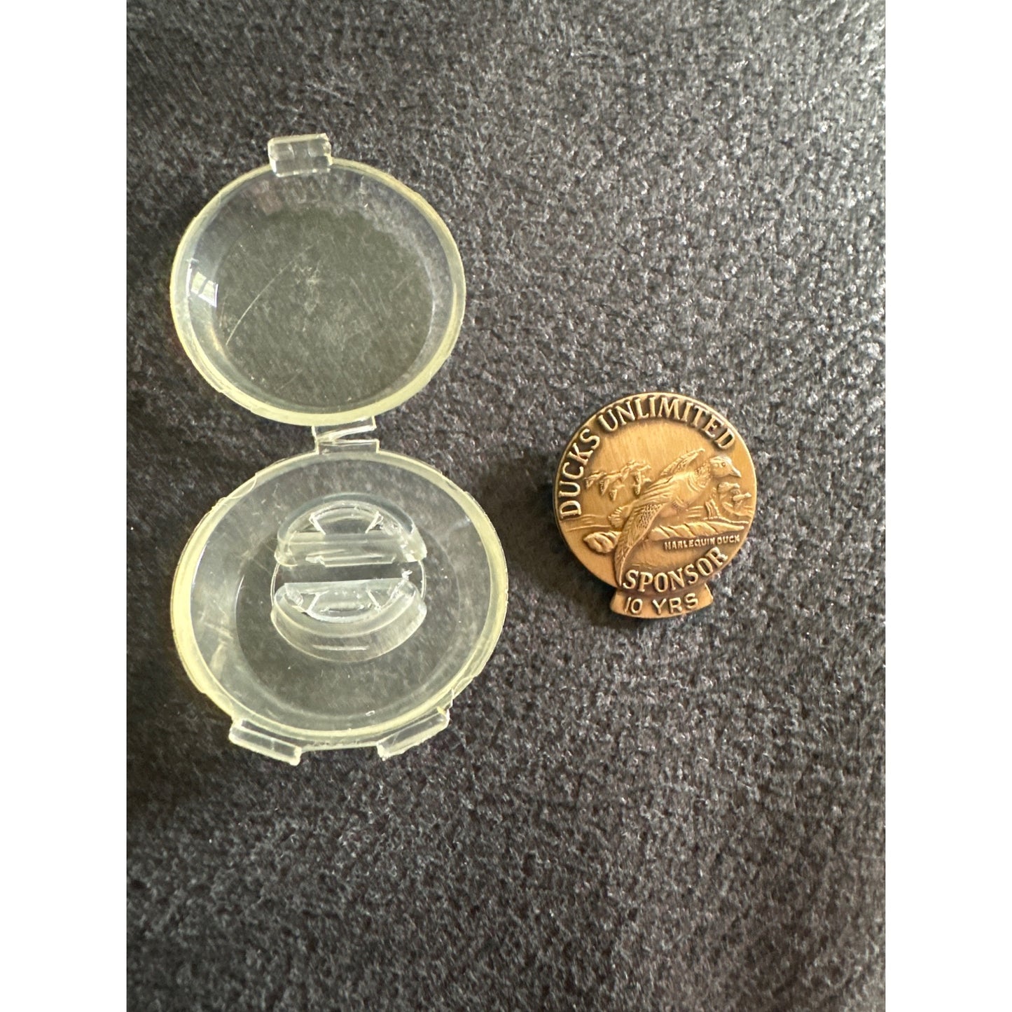 Ducks Unlimited Sponsor 10 Yrs Bronze Pin By Larry Toschik 1993 + case