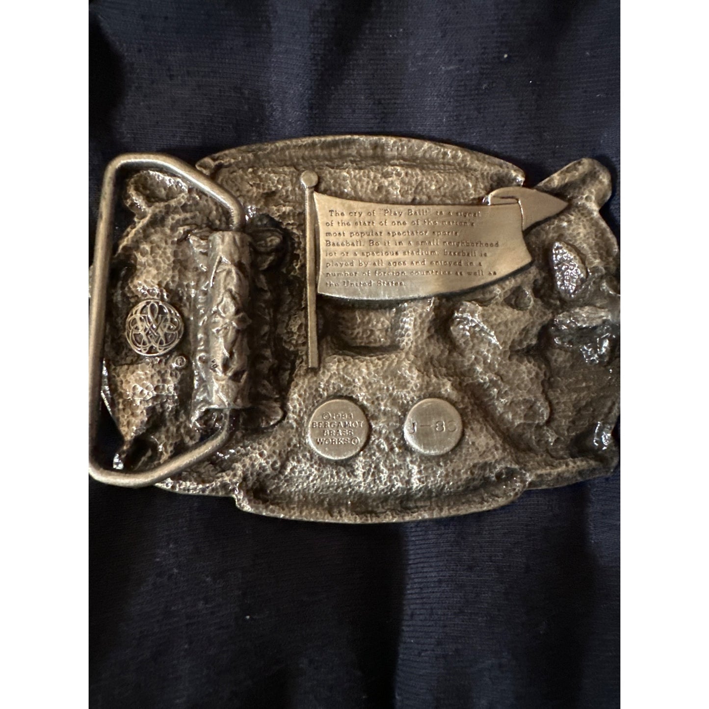 Bergamot Brass Works Baseball Belt Buckle - Americas Favorite Pastime Theme