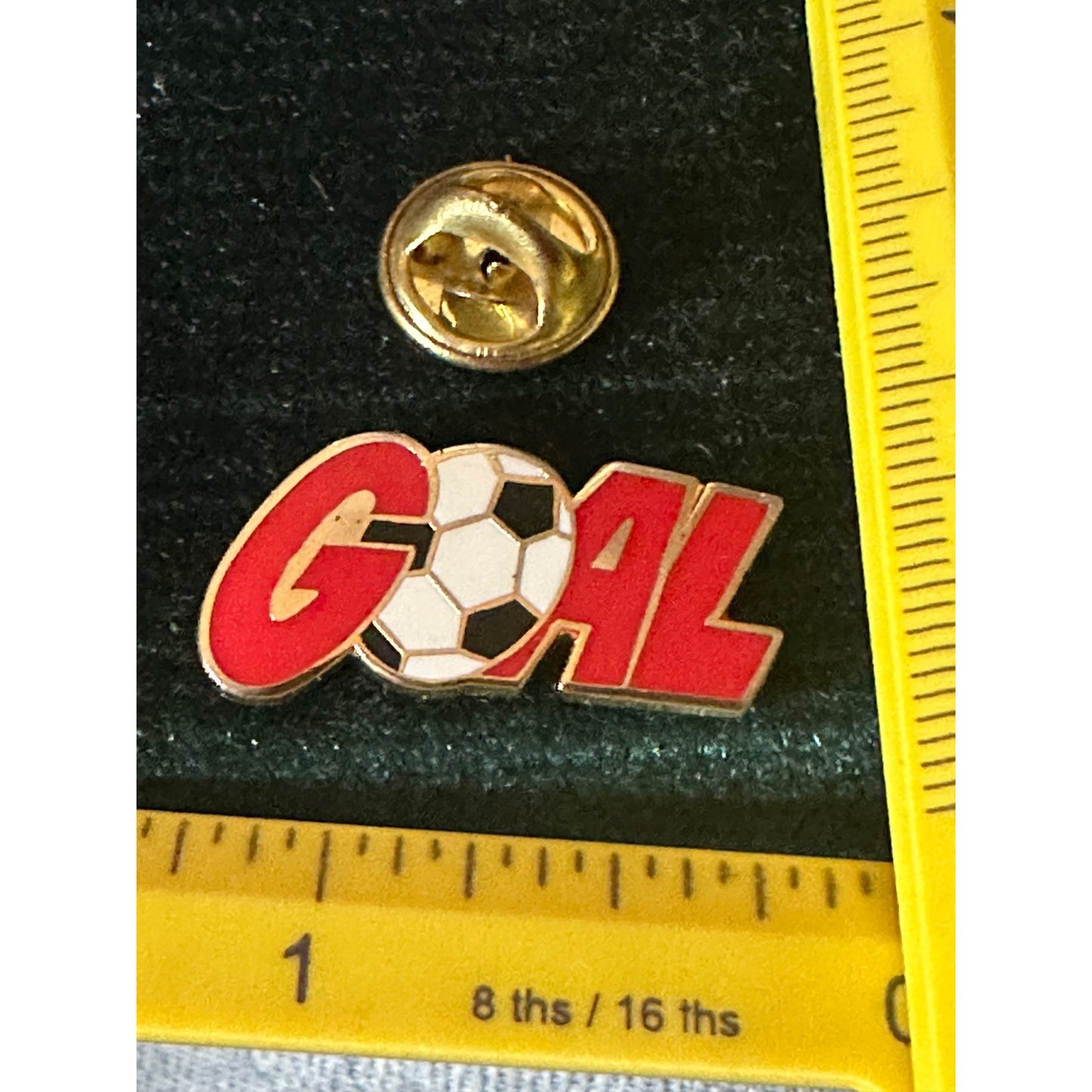 Soccer Goal Lapel Pin red white